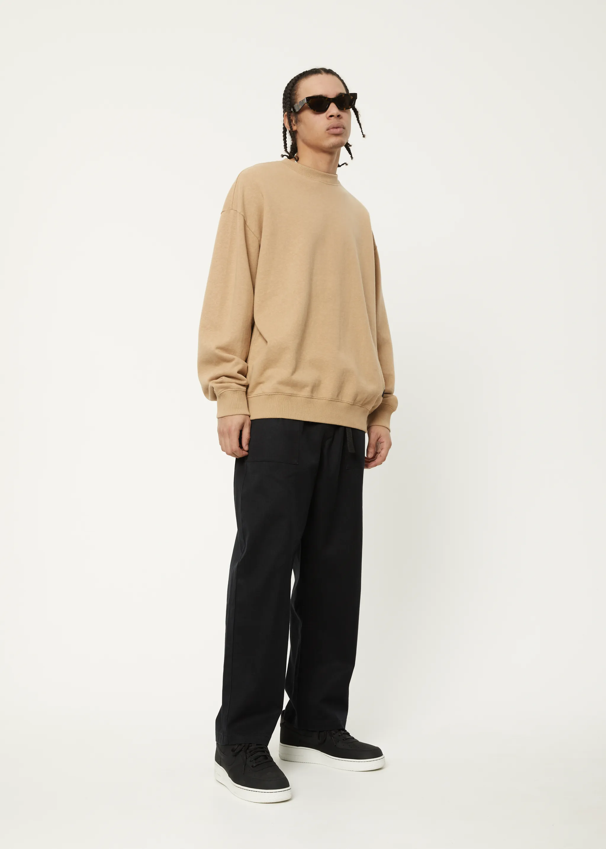 AFENDS Mens Indica - Crew Neck Jumper - Tan