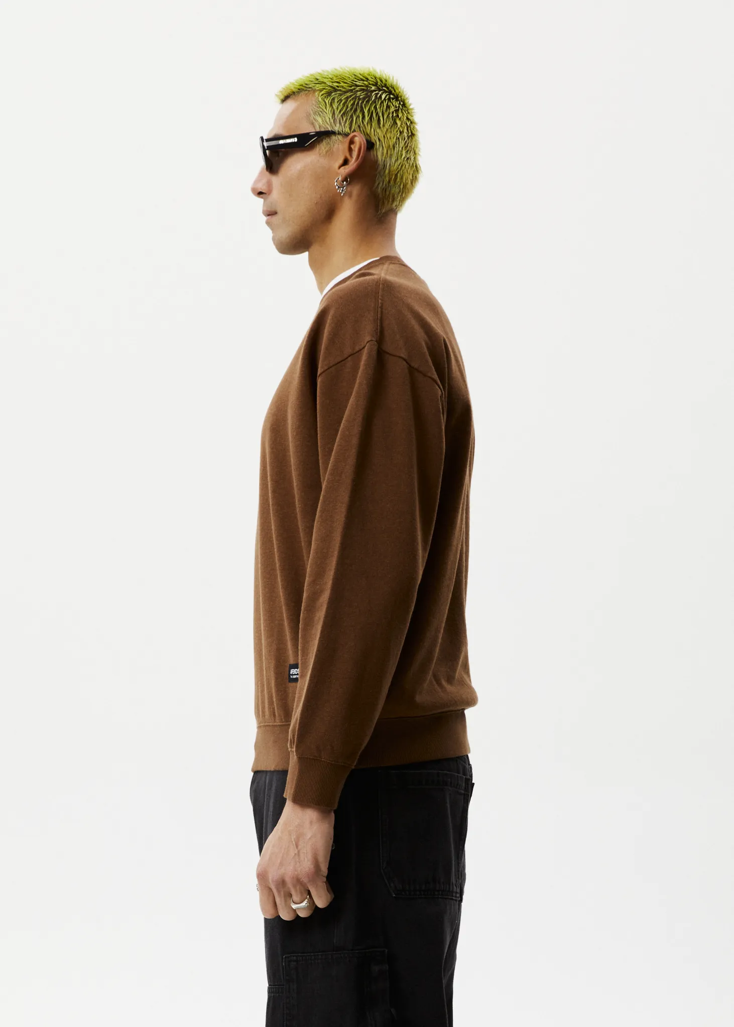 AFENDS Mens Indica - Crew Neck Jumper - Toffee