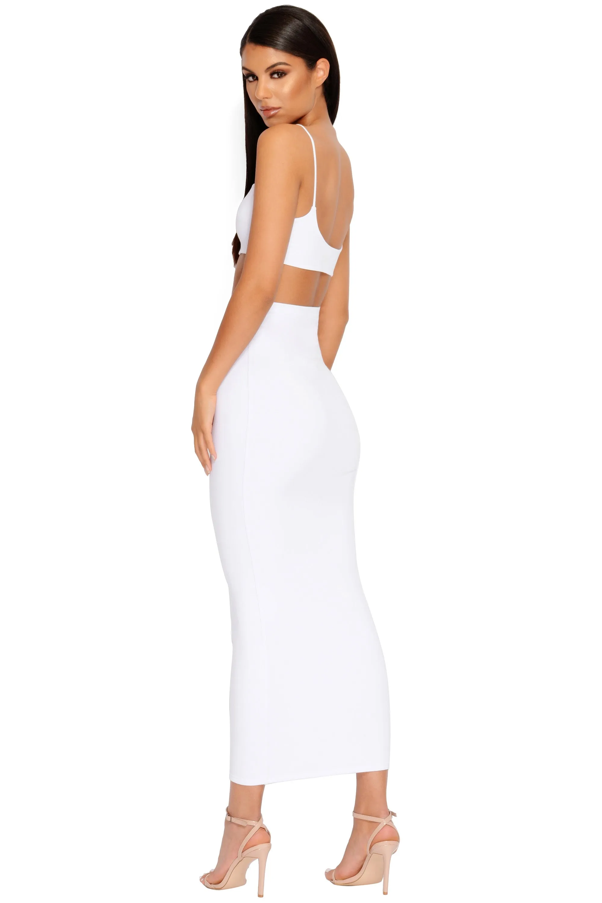 All Night Long Maxi Skirt in White