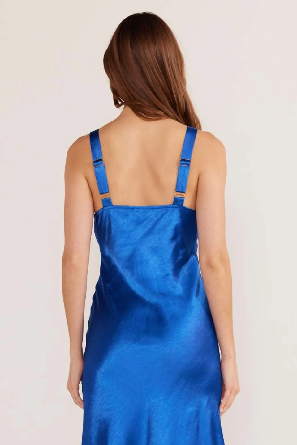 Aoki Sapphire Bias Slip Satin Midi Dress