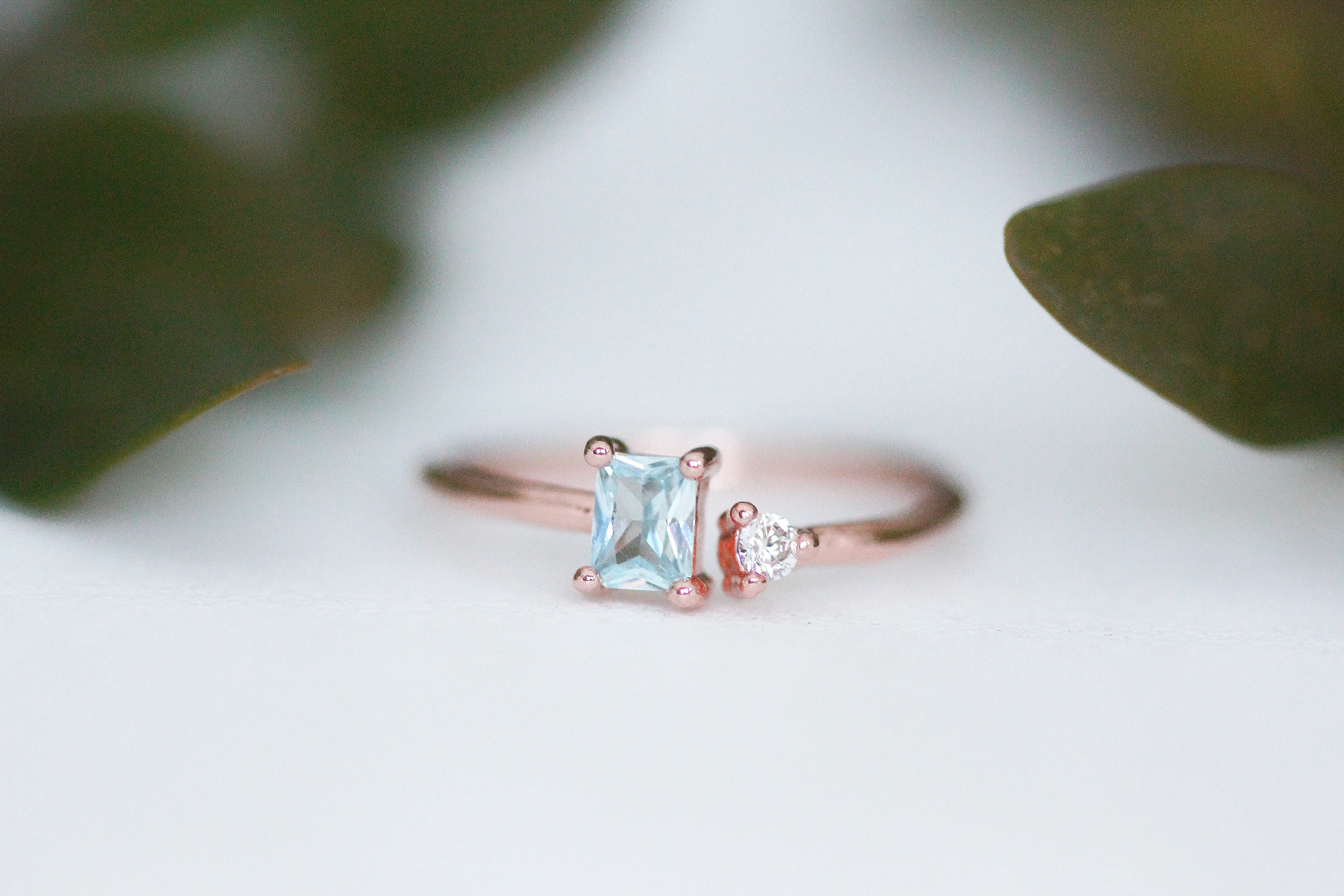 Aquamarine & Crystal Ring