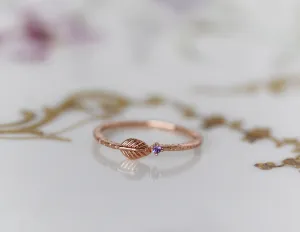 Asteria Amethyst Leaf Ring