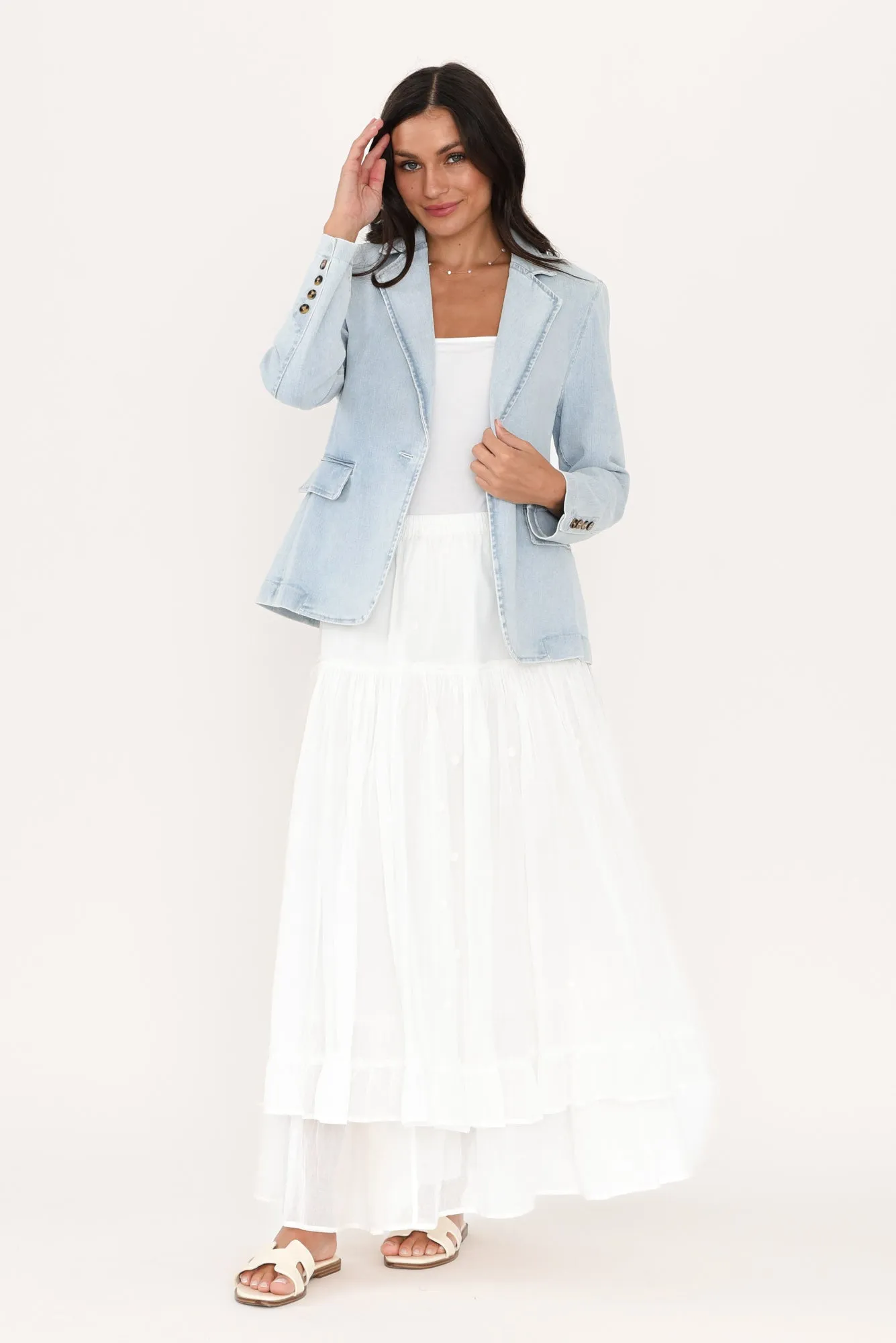 Banksia White Cotton Layered Skirt