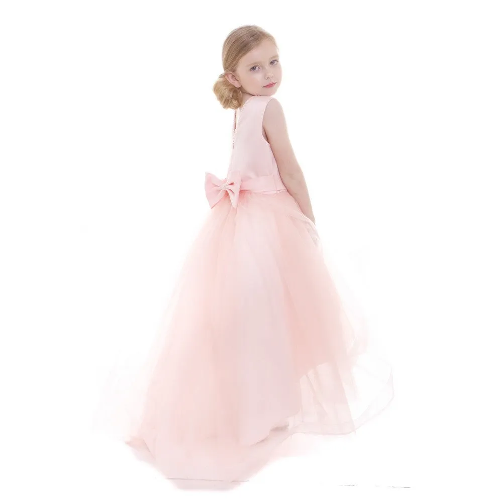 Big Girls Blush Satin Hi-Low Savannah Junior Bridesmaid Dress 8-12