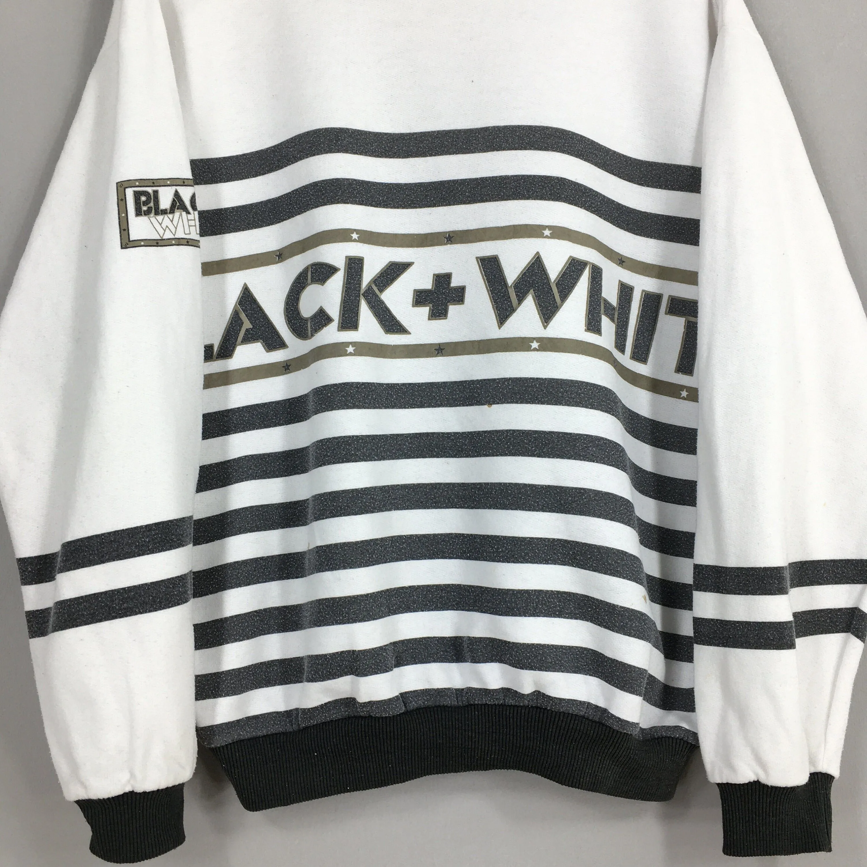 Black   White Stripes Sweatshirt Medium