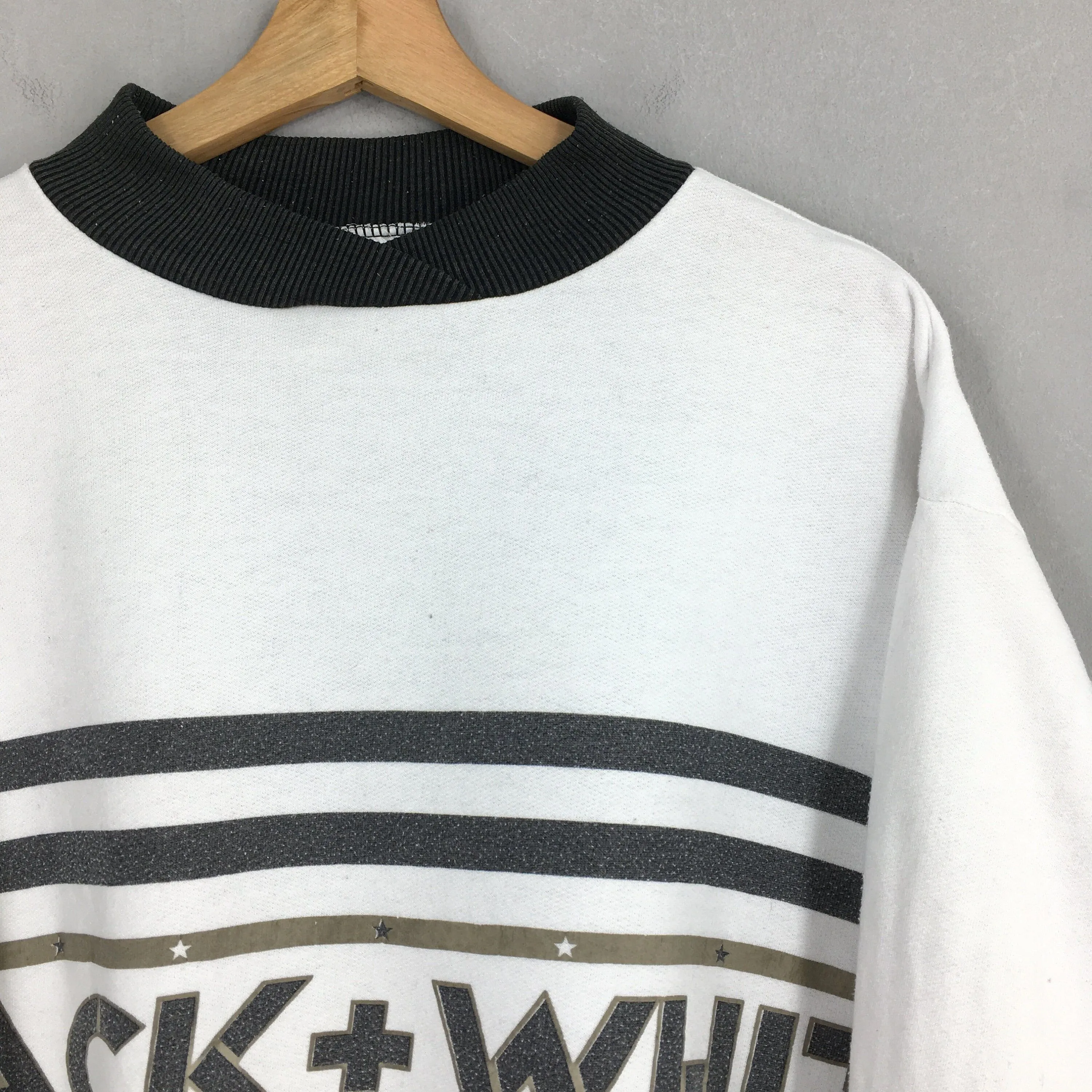 Black   White Stripes Sweatshirt Medium