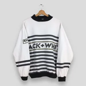 Black   White Stripes Sweatshirt Medium