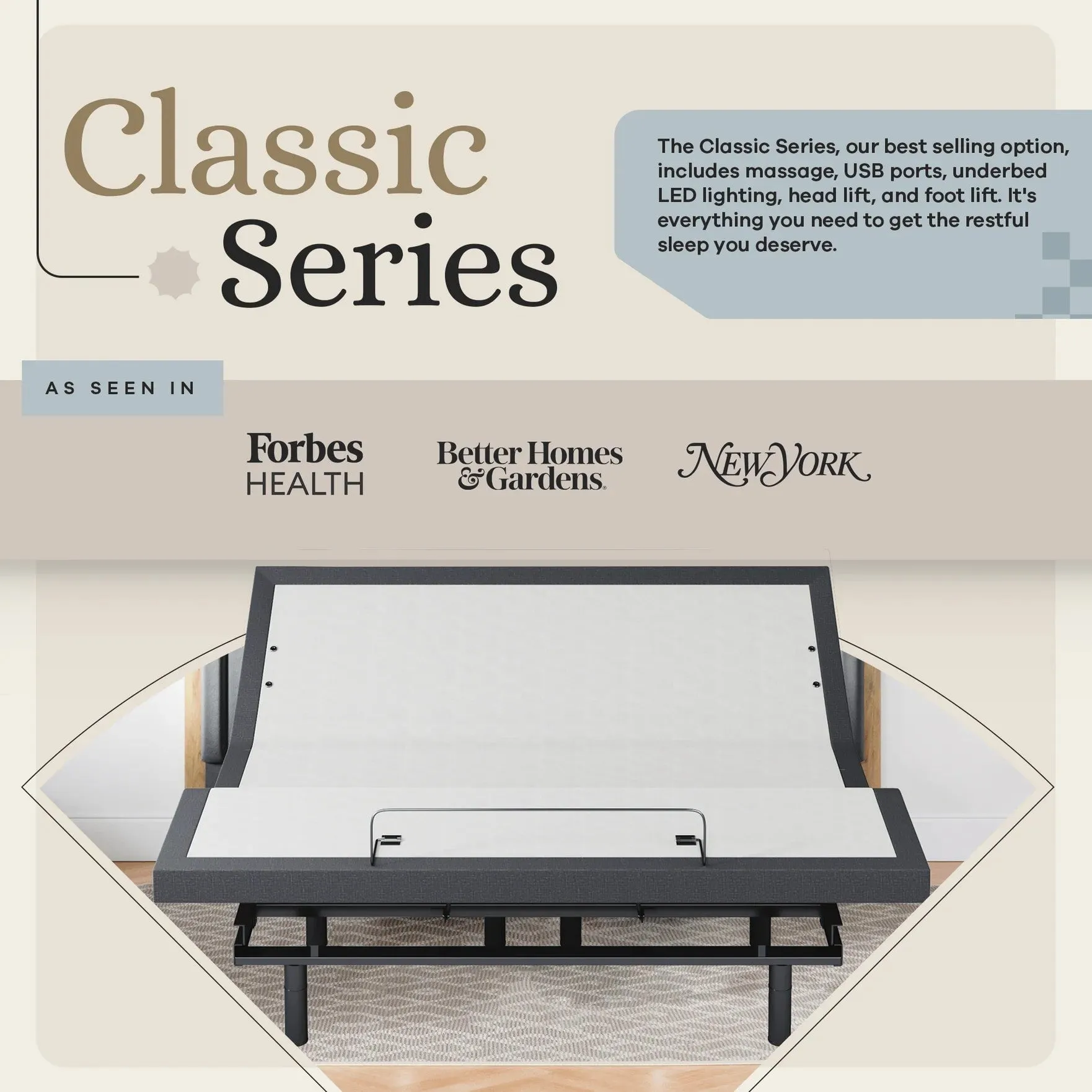 Classic Series Adjustable Bed Base   Choice of Mattress Bundle