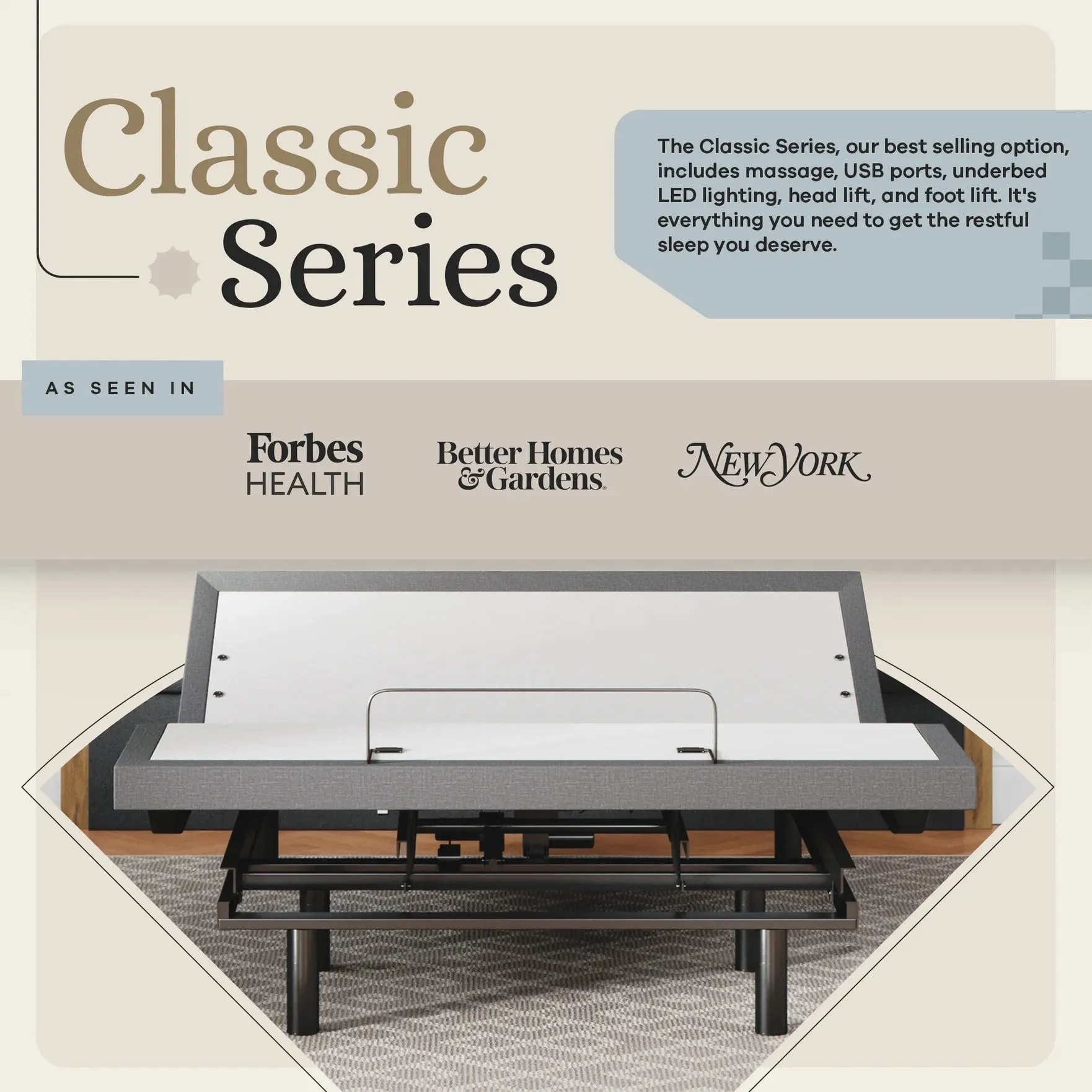 Classic Series Adjustable Bed Base   Choice of Mattress Bundle