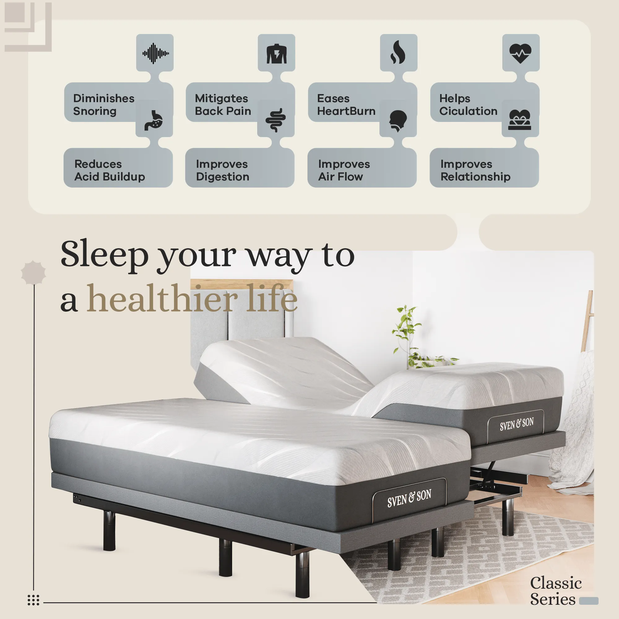 Classic Series Adjustable Bed Base   Choice of Mattress Bundle