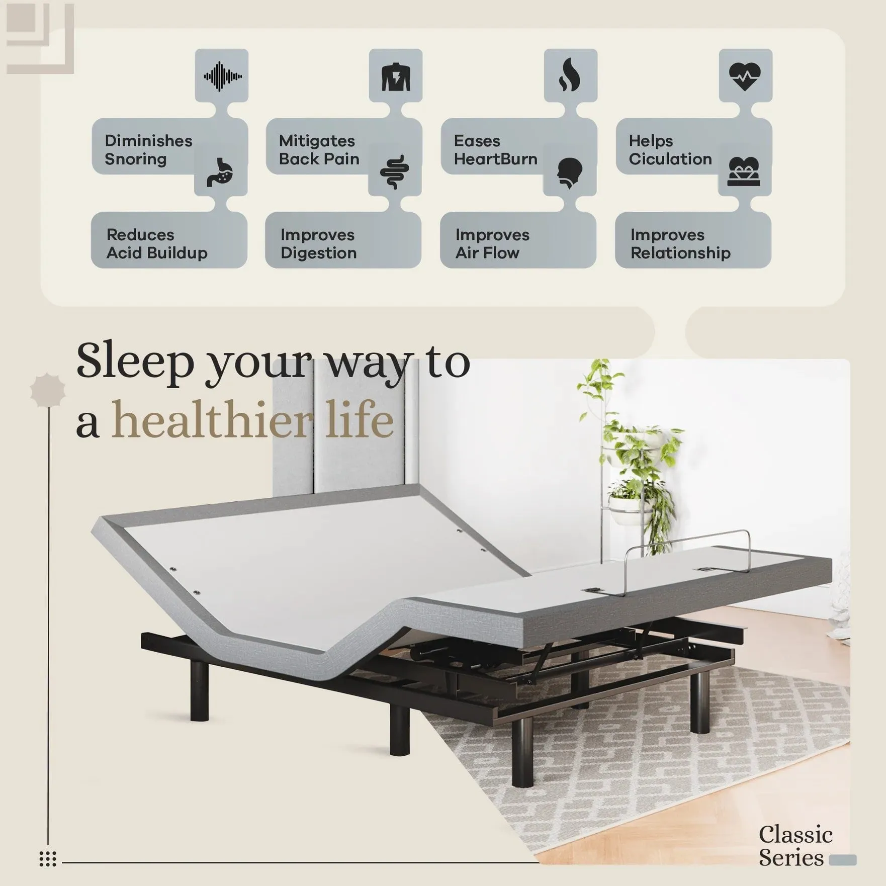 Classic Series Adjustable Bed Base   Choice of Mattress Bundle