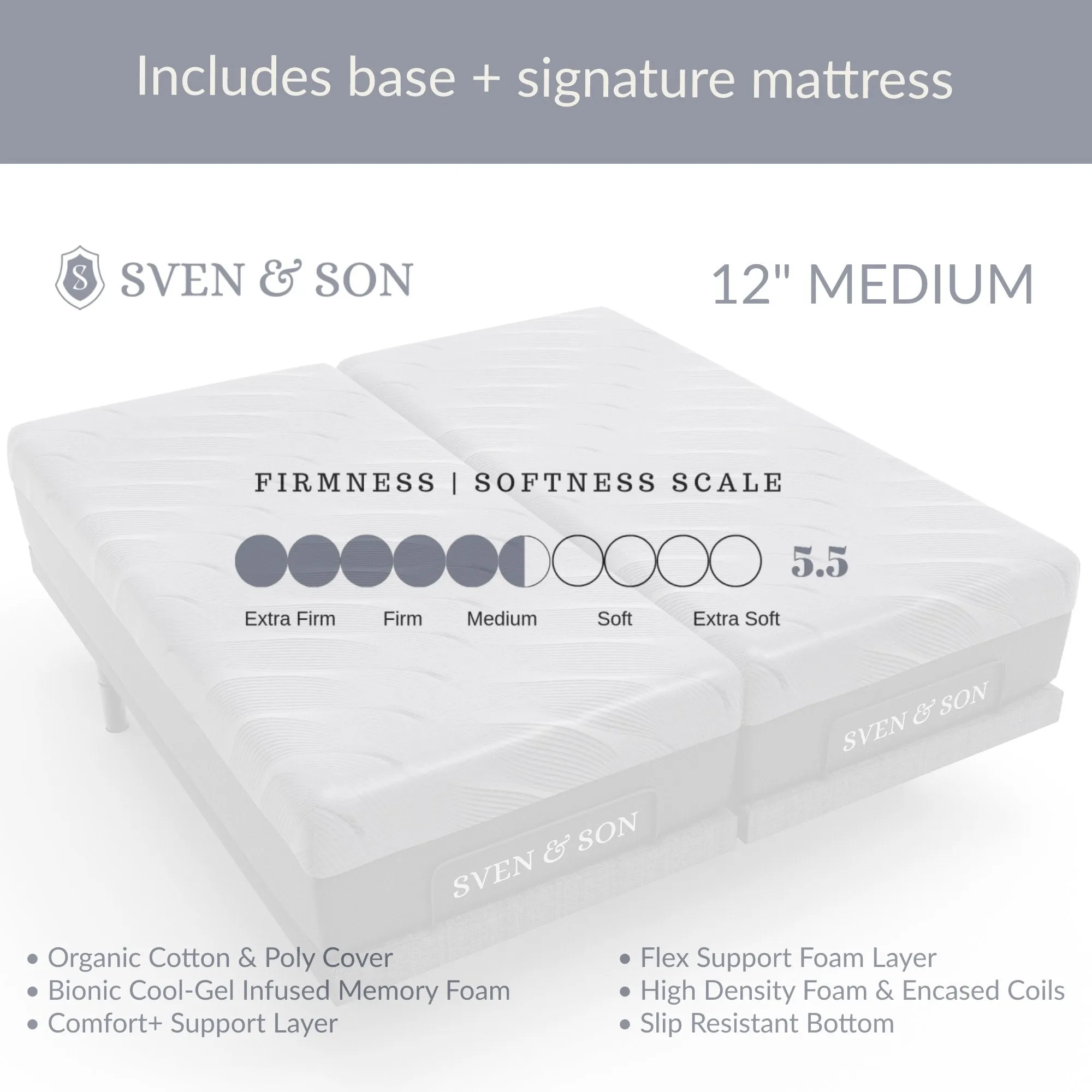 Classic Series Adjustable Bed Base   Choice of Mattress Bundle