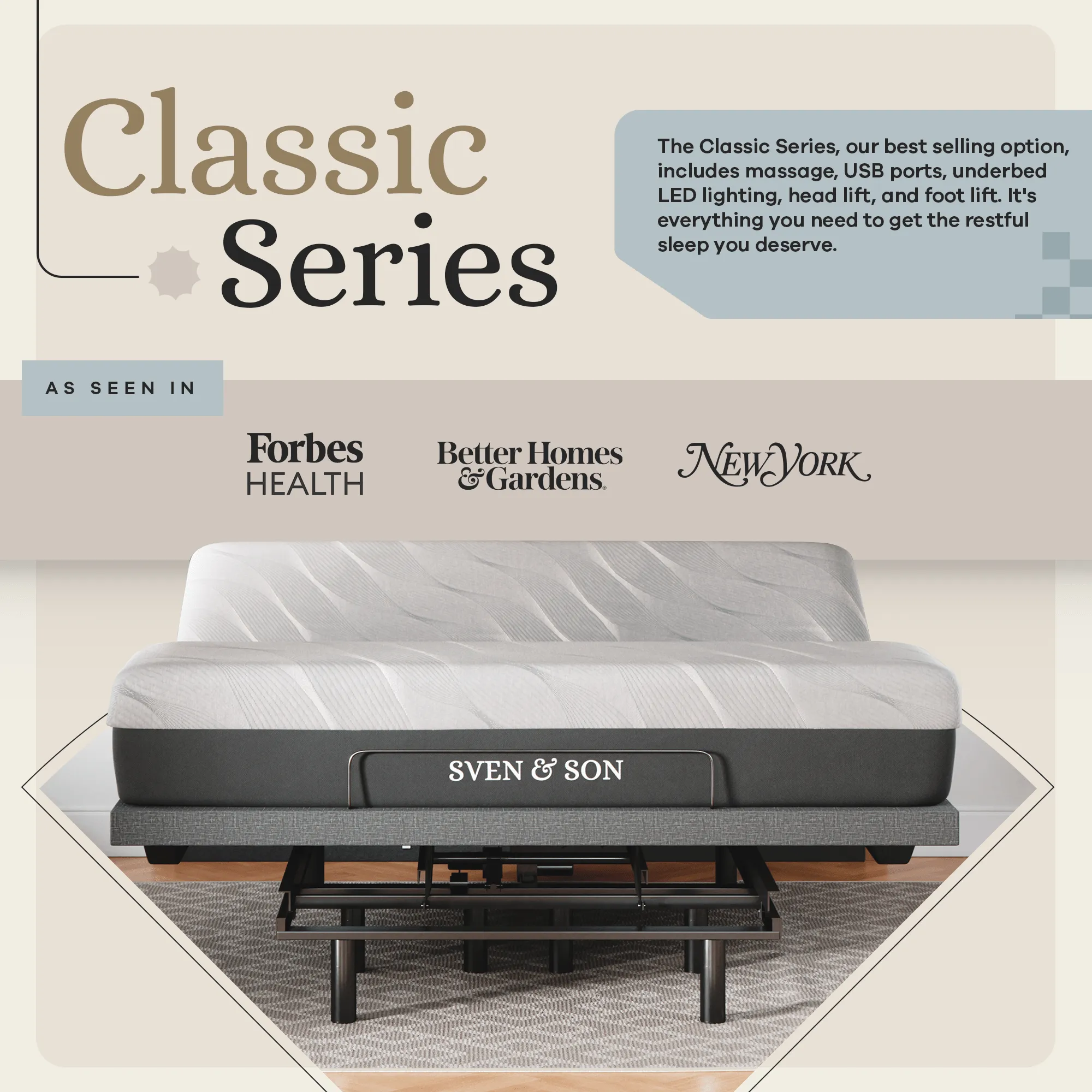 Classic Series Adjustable Bed Base   Choice of Mattress Bundle