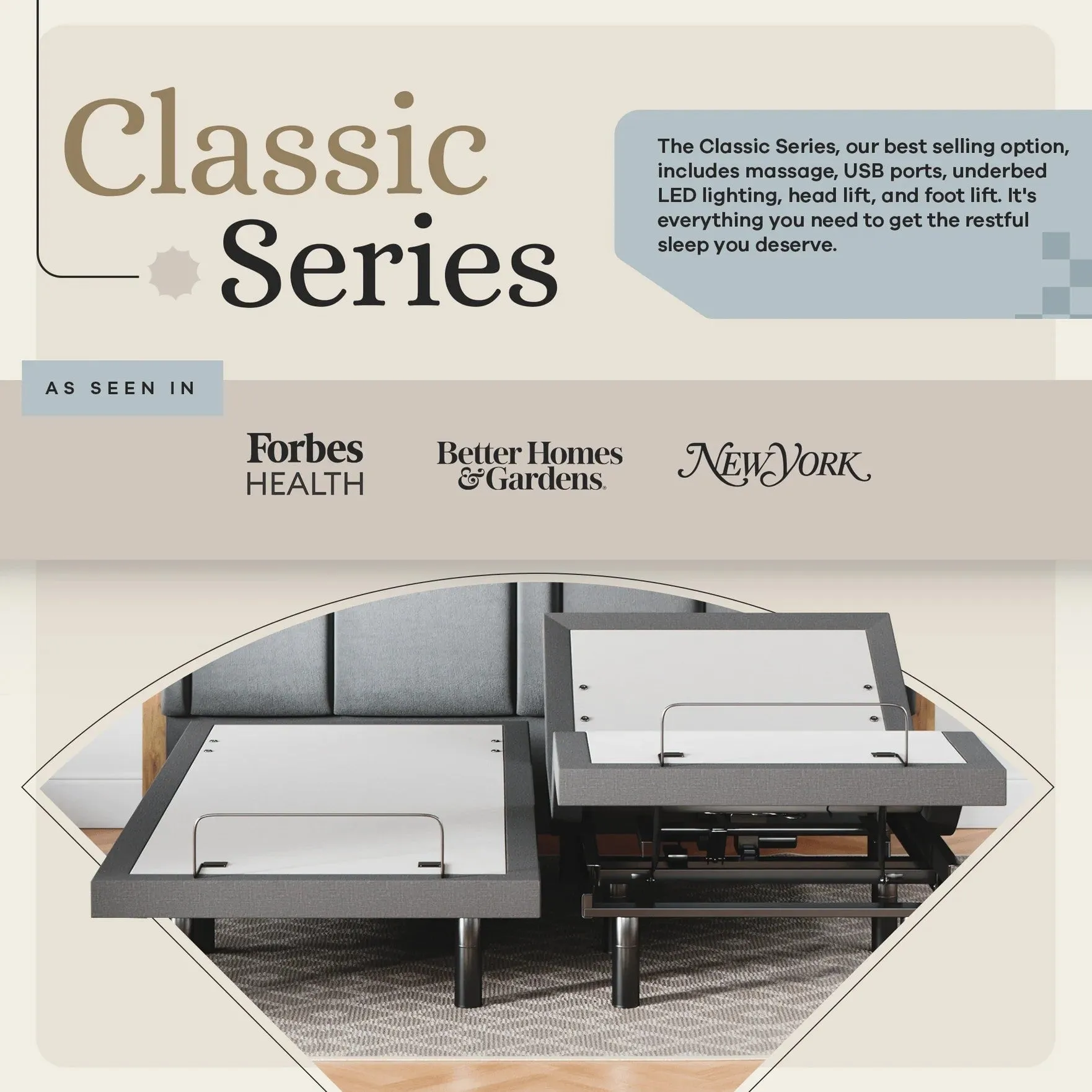 Classic Series Adjustable Bed Base   Choice of Mattress Bundle