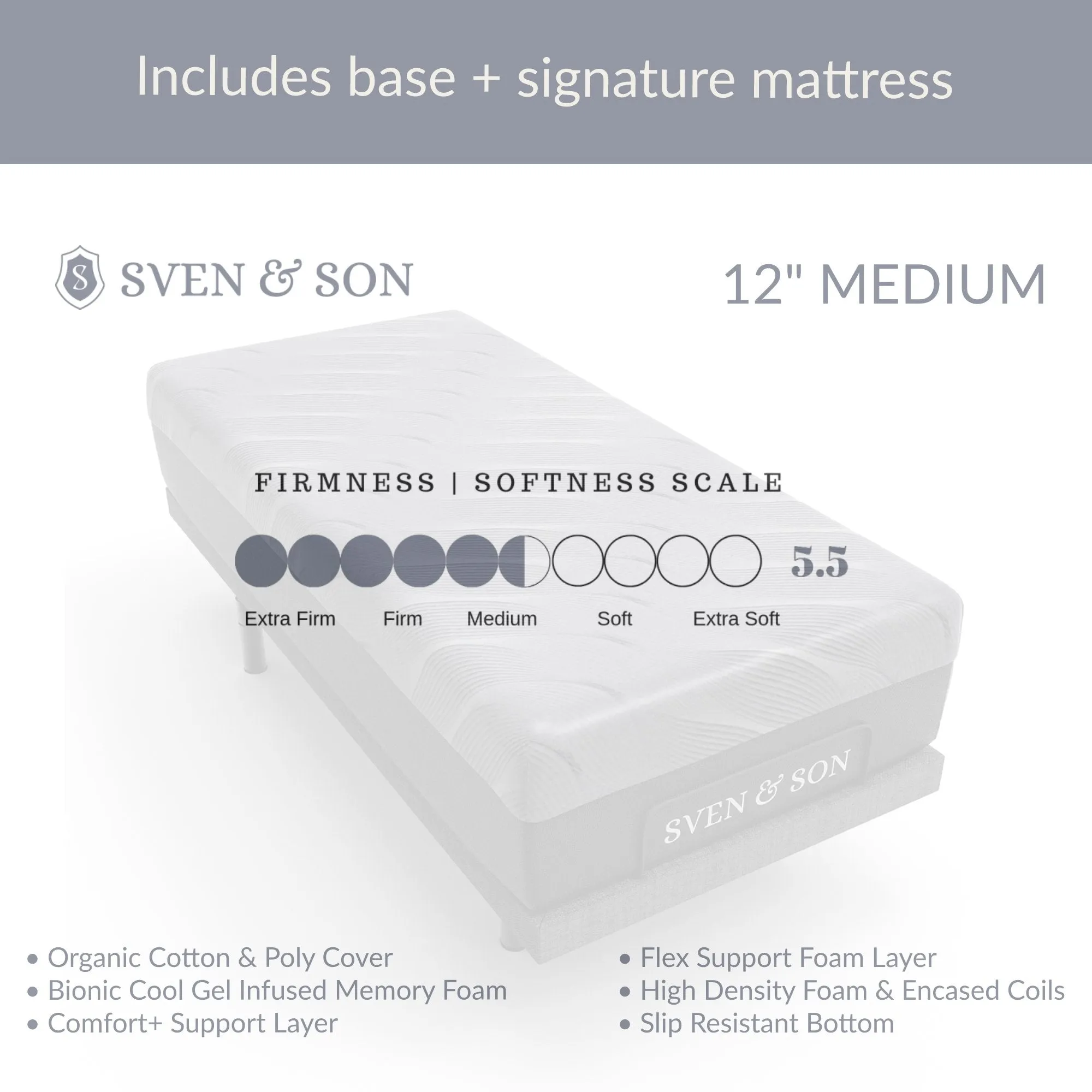 Classic Series Adjustable Bed Base   Choice of Mattress Bundle