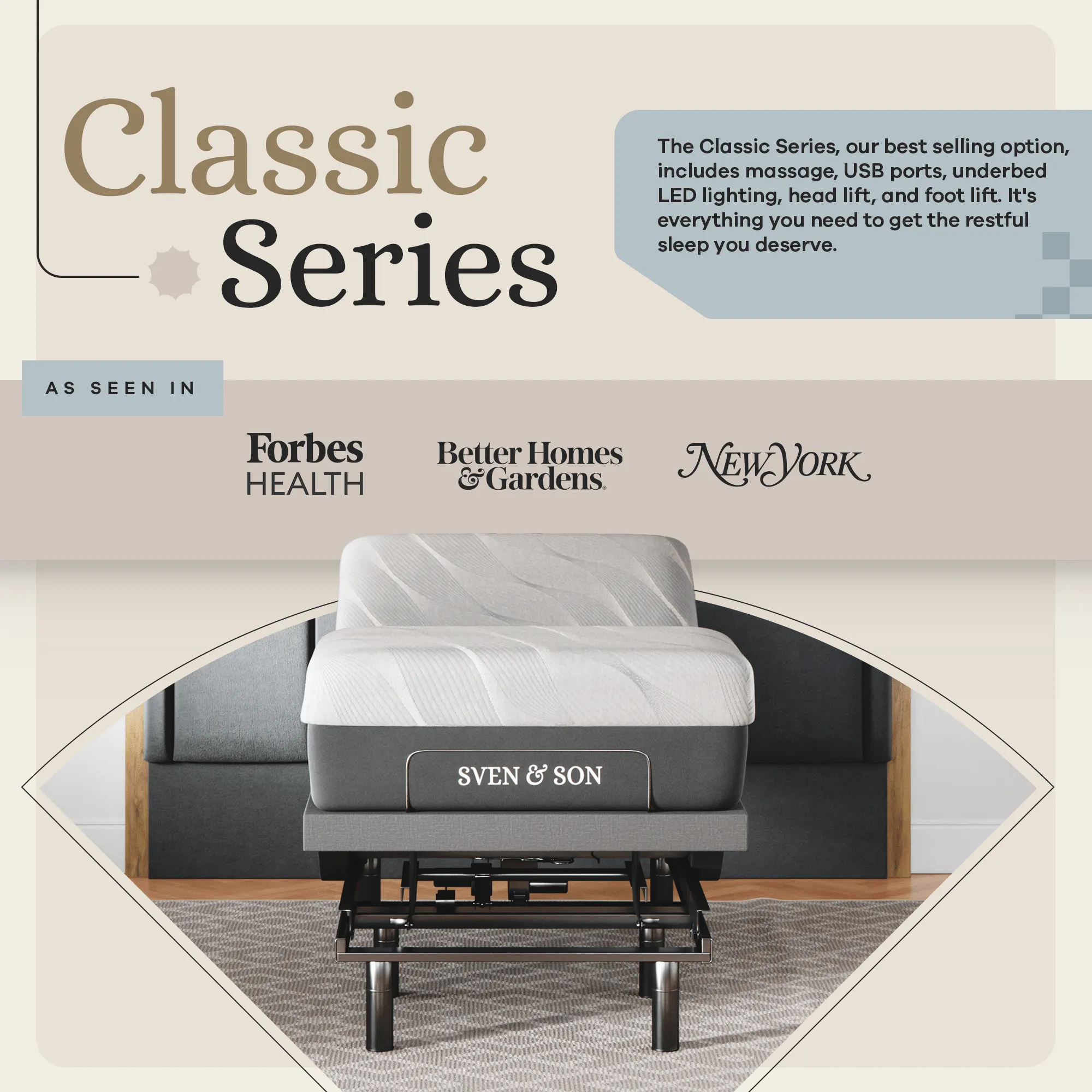 Classic Series Adjustable Bed Base   Choice of Mattress Bundle