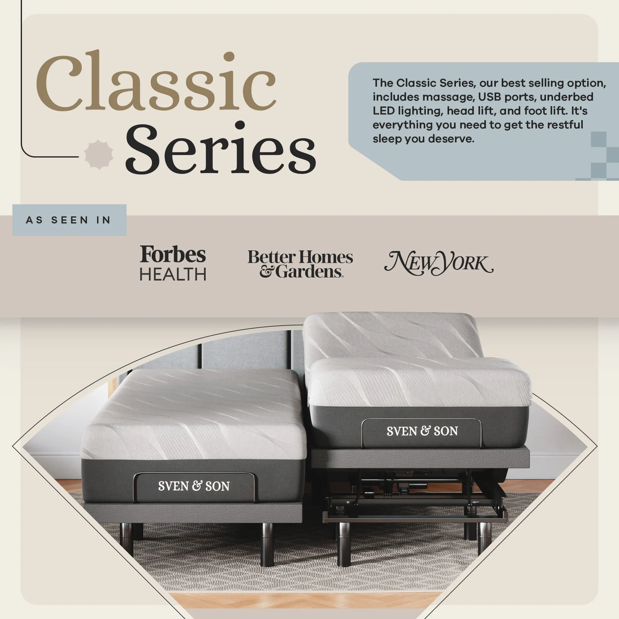 Classic Series Adjustable Bed Base   Choice of Mattress Bundle