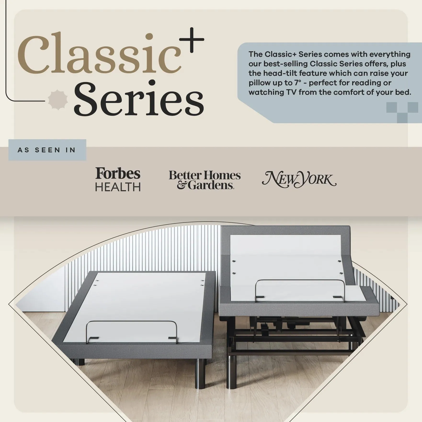 ClassicPlus  Series Adjustable Bed Base   Choice of Mattress Bundle