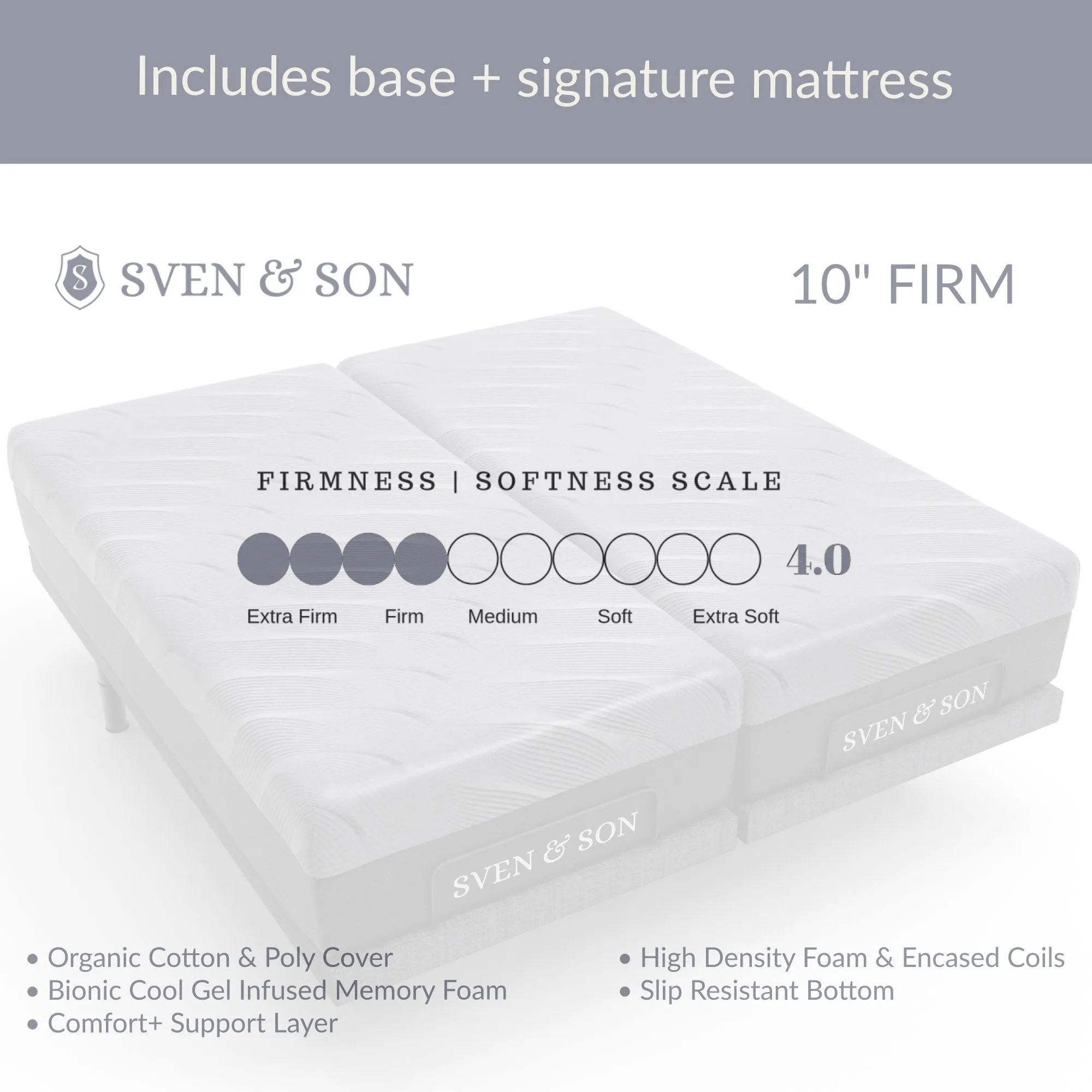 ClassicPlus  Series Adjustable Bed Base   Choice of Mattress Bundle