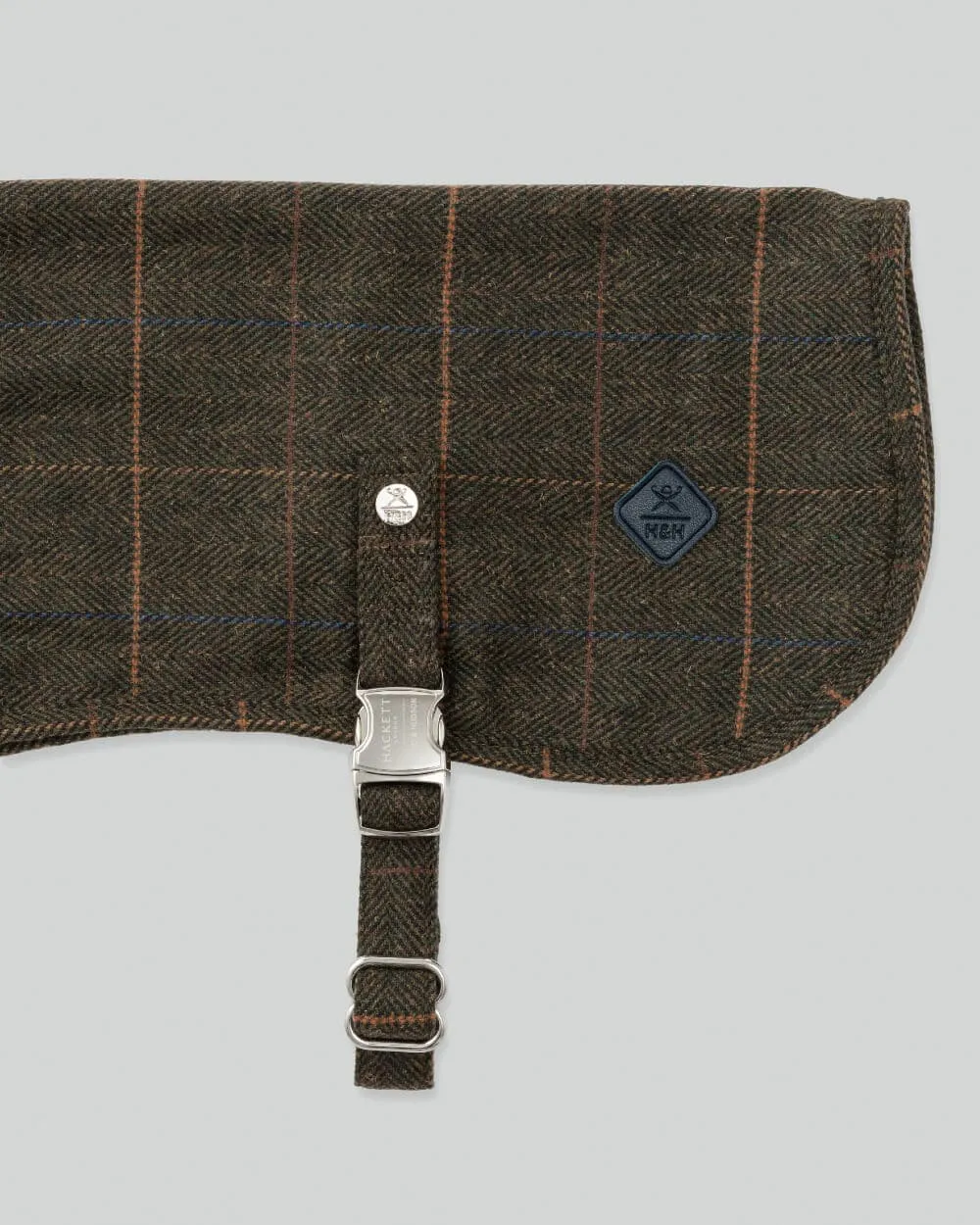 Dark Green Checked Herringbone Tweed Dog Jacket