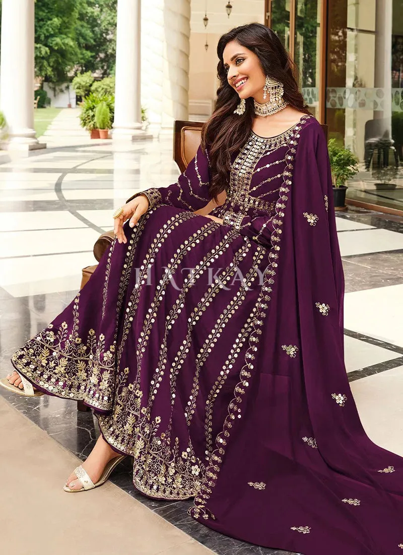 Deep Wine Wedding Anarkali Suit