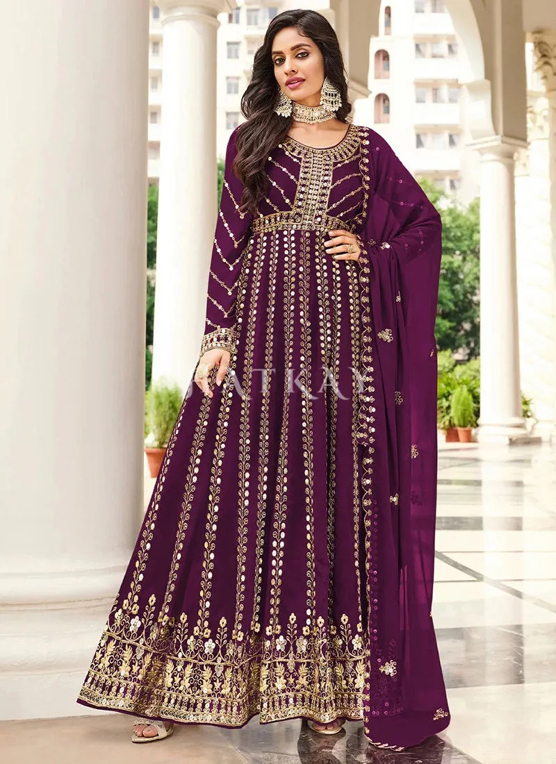 Deep Wine Wedding Anarkali Suit