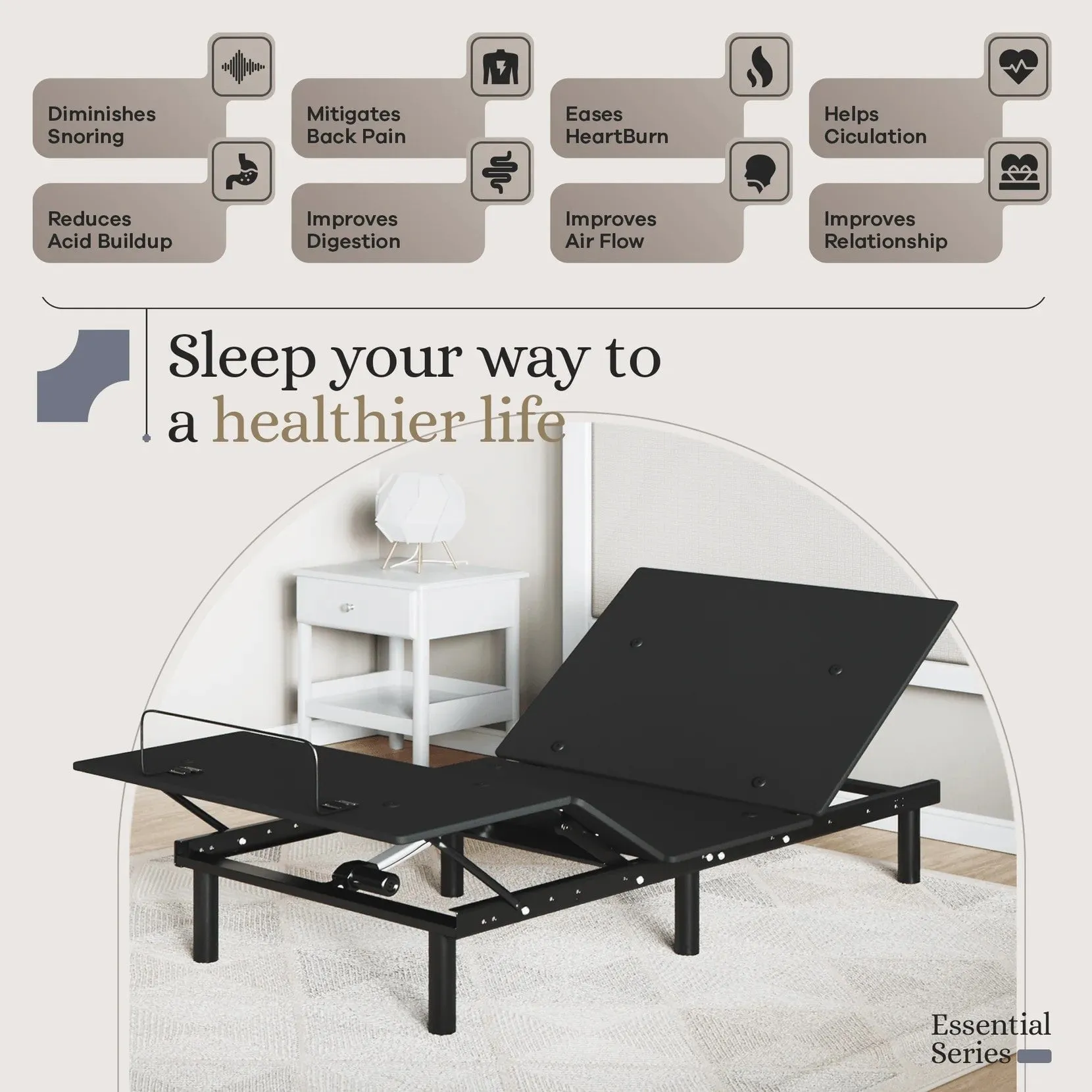 Essential Series Adjustable Bed Base   Choice of Mattress Bundle