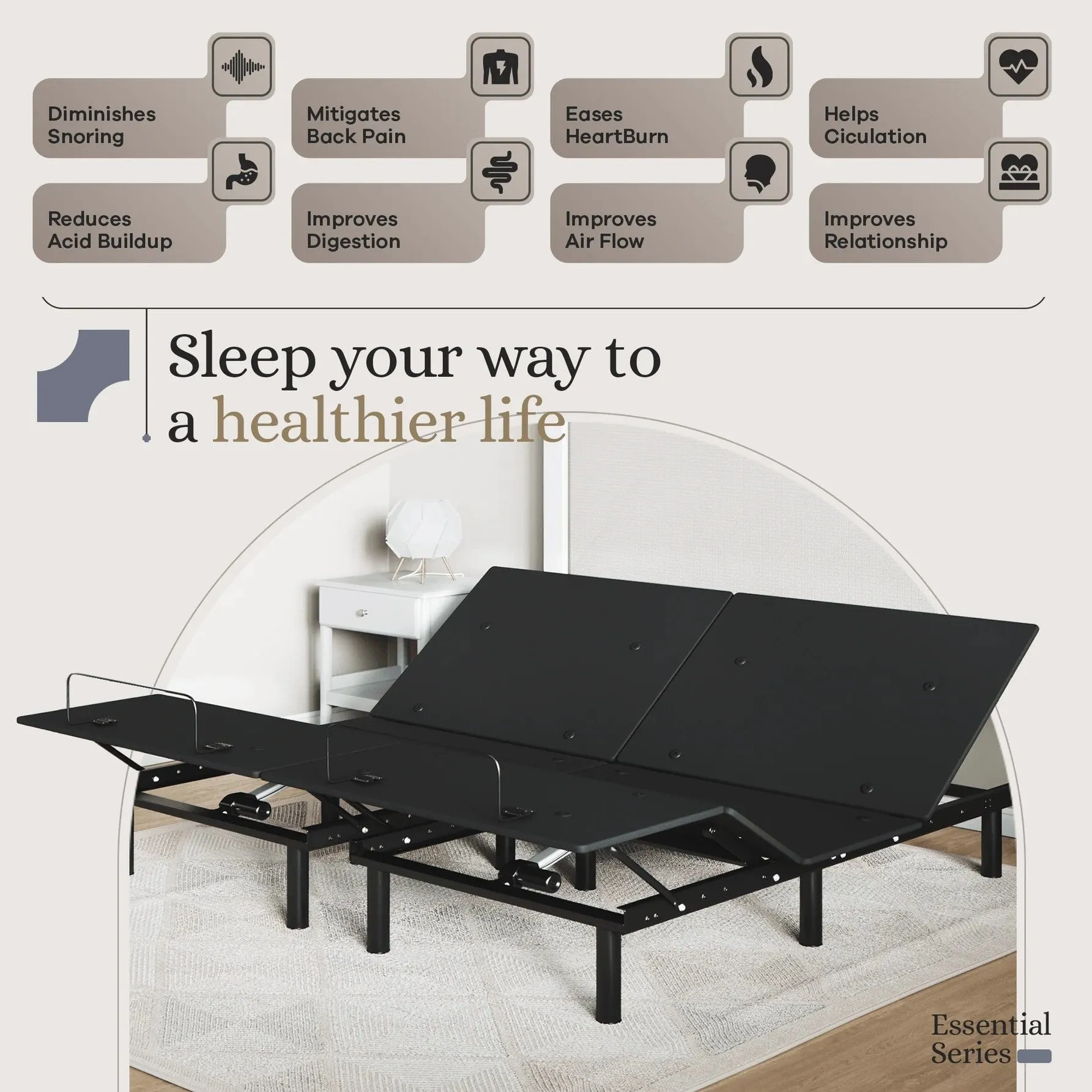 Essential Series Adjustable Bed Base   Choice of Mattress Bundle