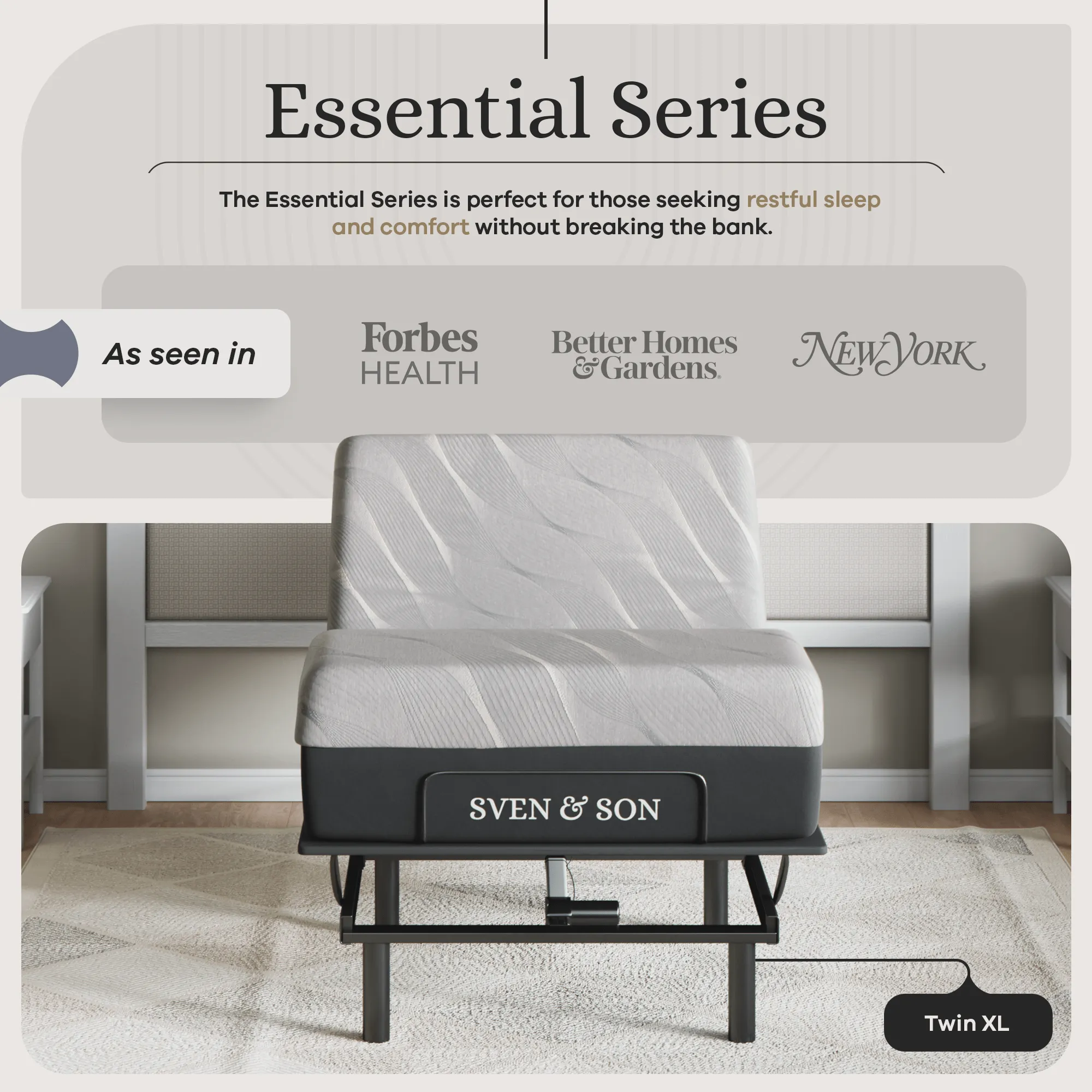 Essential Series Adjustable Bed Base   Choice of Mattress Bundle