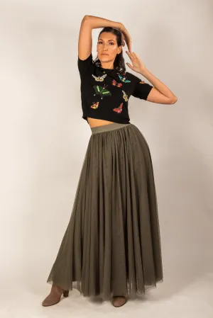 Gala Khaki Tulle Skirt