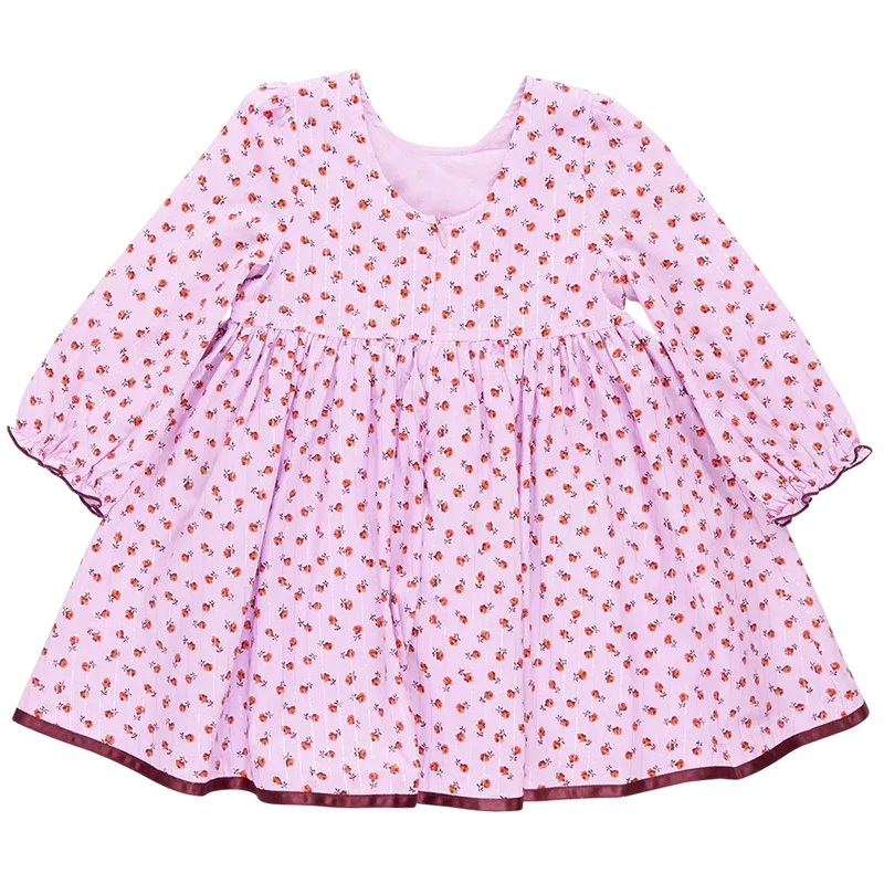 Girls Amma Dress - Lavender Tiny Roses