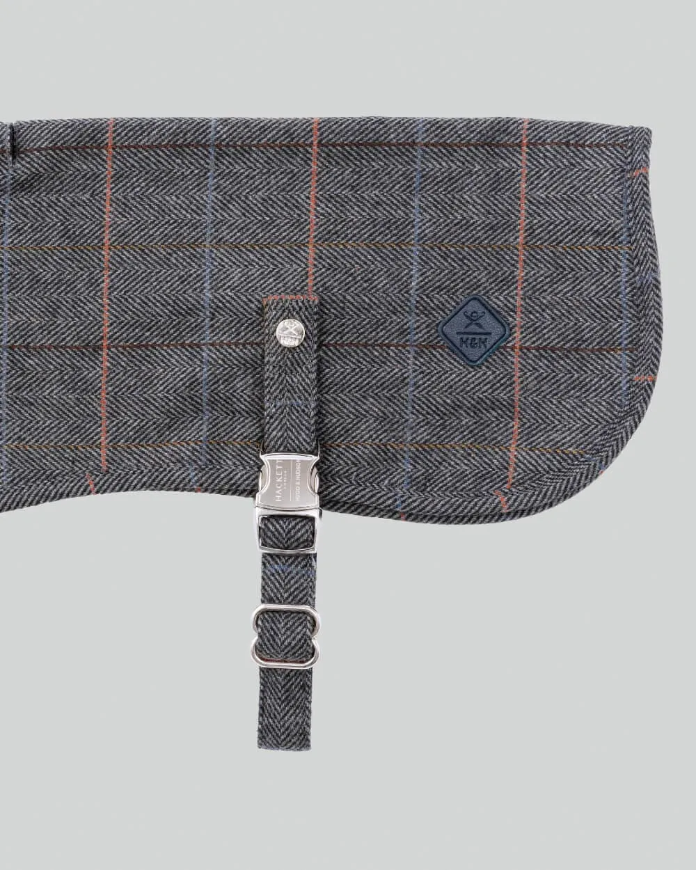 Grey Checked Herringbone Tweed Dog Jacket