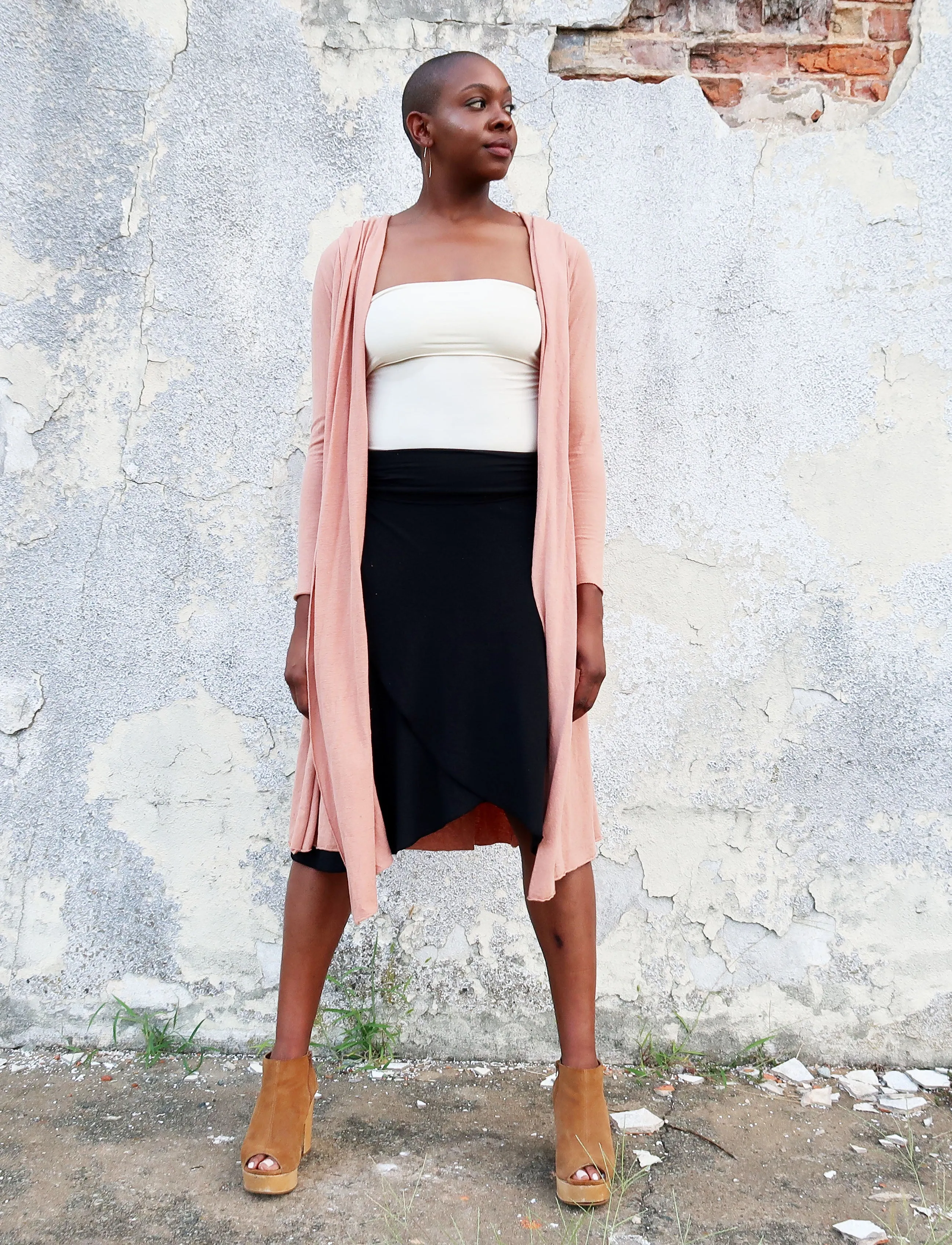 Hooded Cocoon Belted Below Knee Jacket