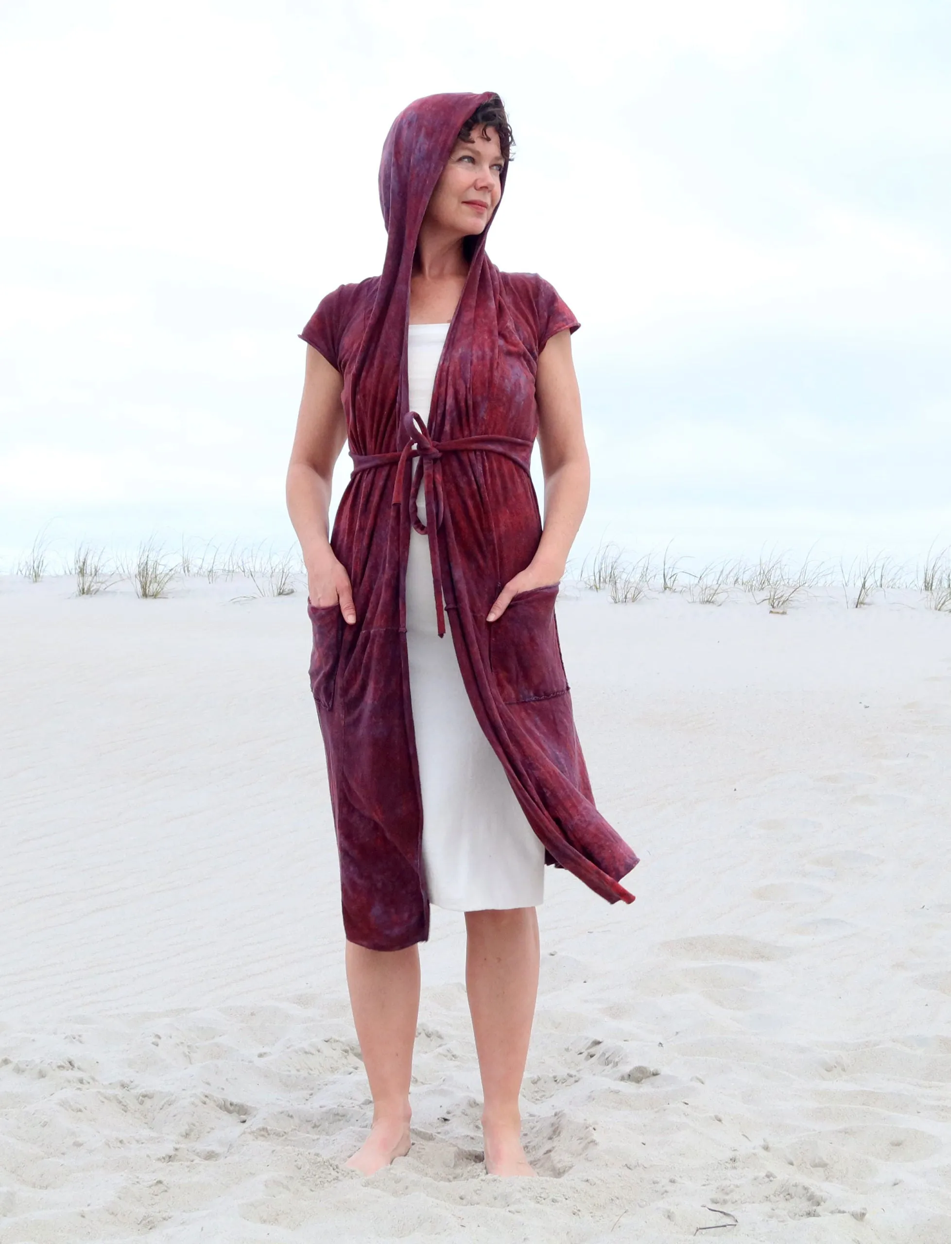 Hooded Simplicity Belted Below Knee Cardigan