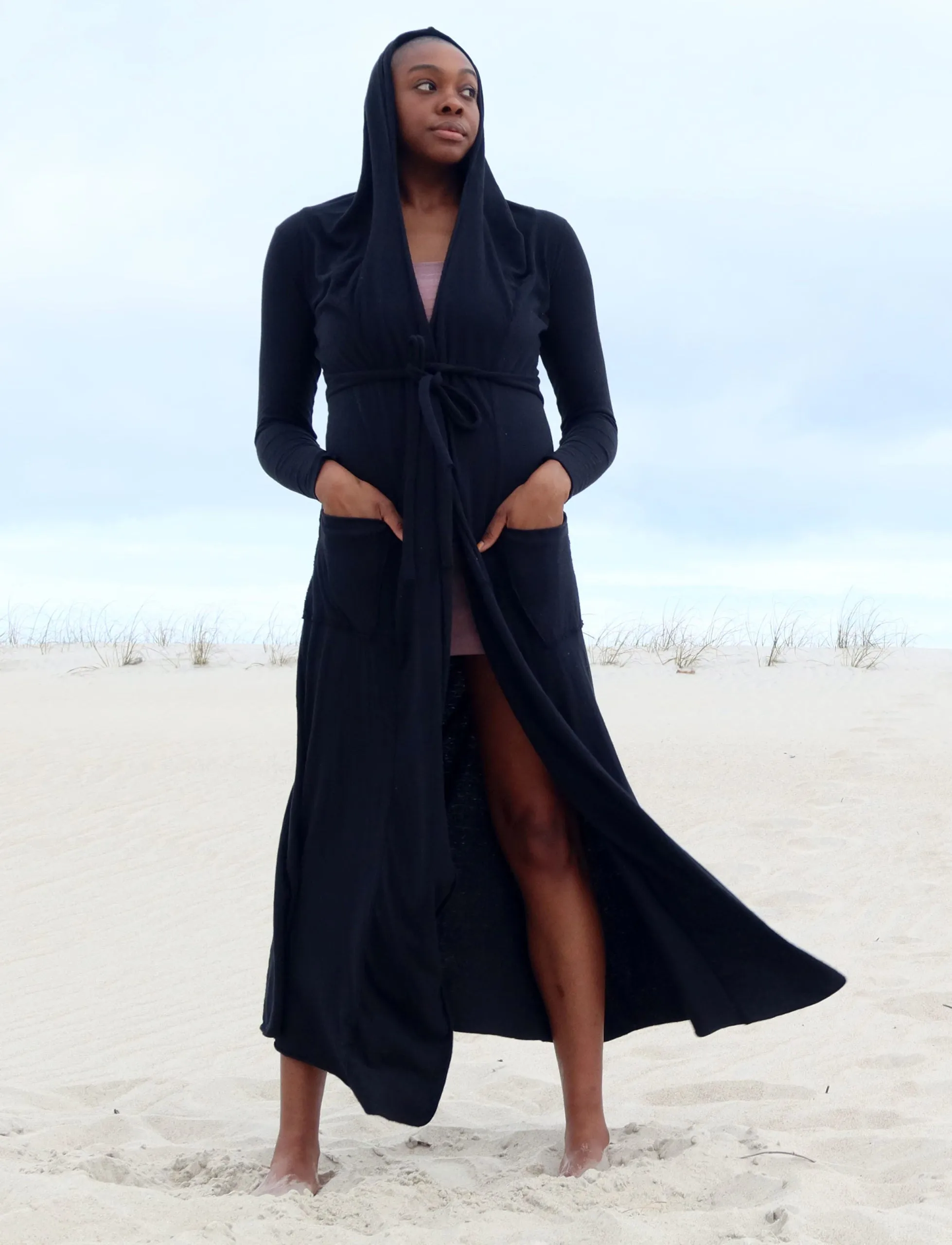 Hooded Simplicity Belted Long Cardigan