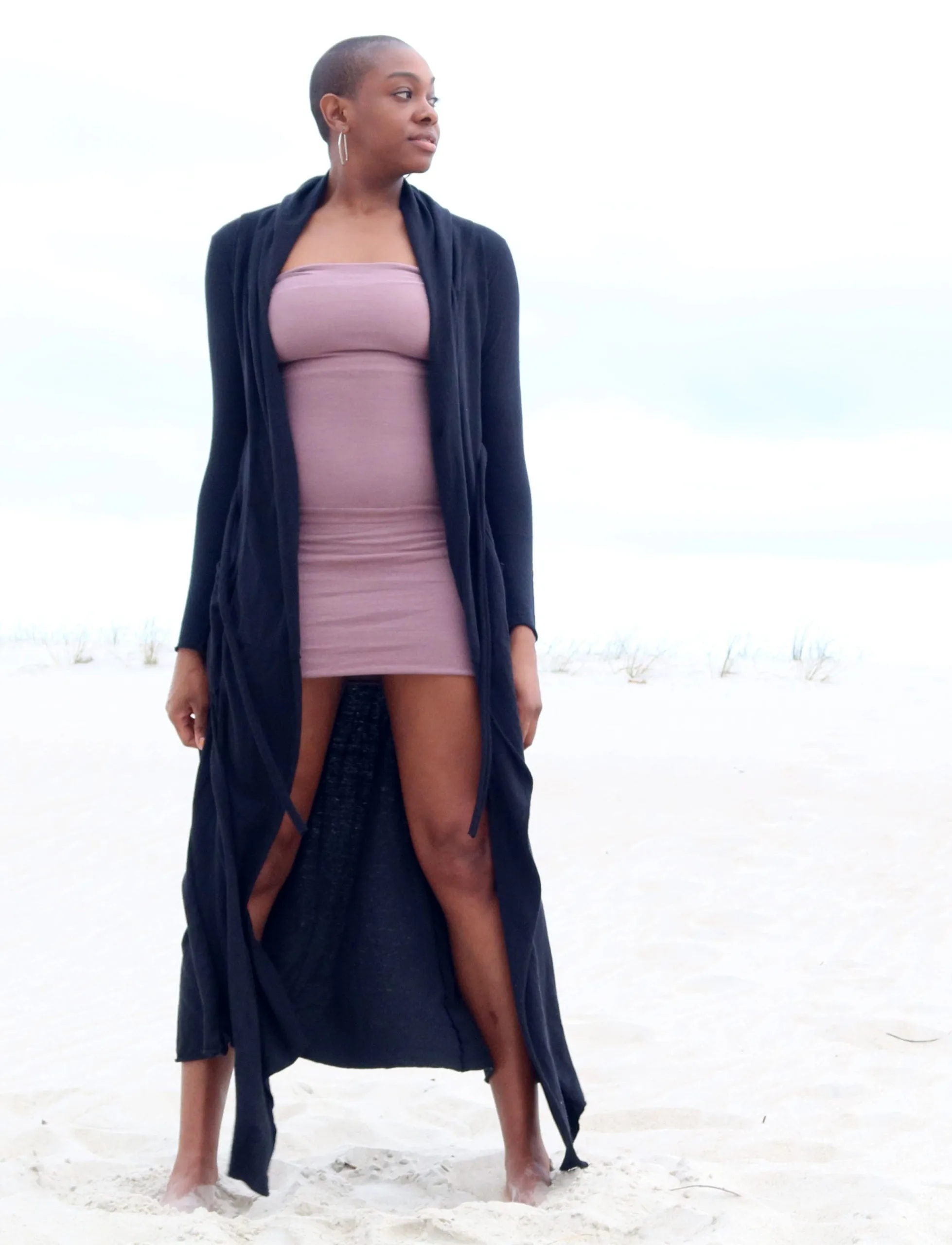 Hooded Simplicity Belted Long Cardigan