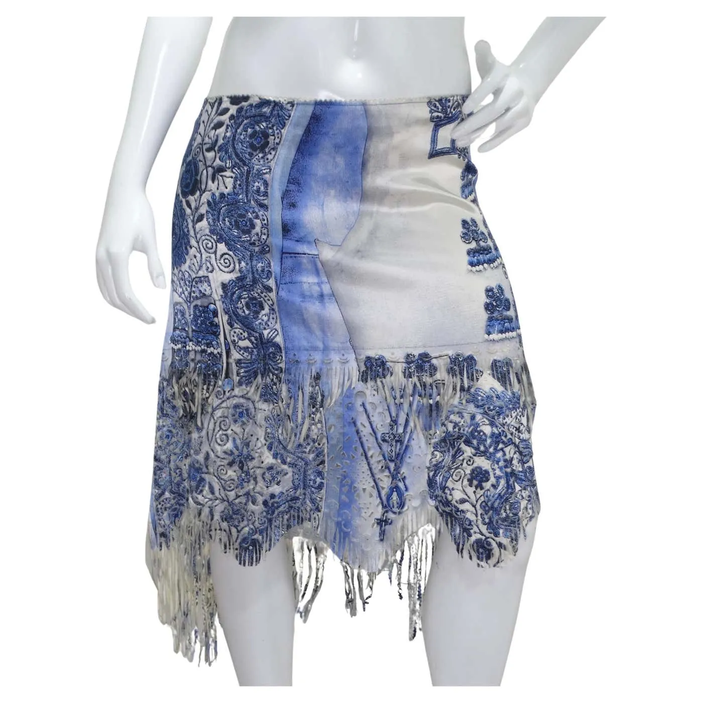 Jean Paul Gaultier Femme Embroidered Fringe Skirt