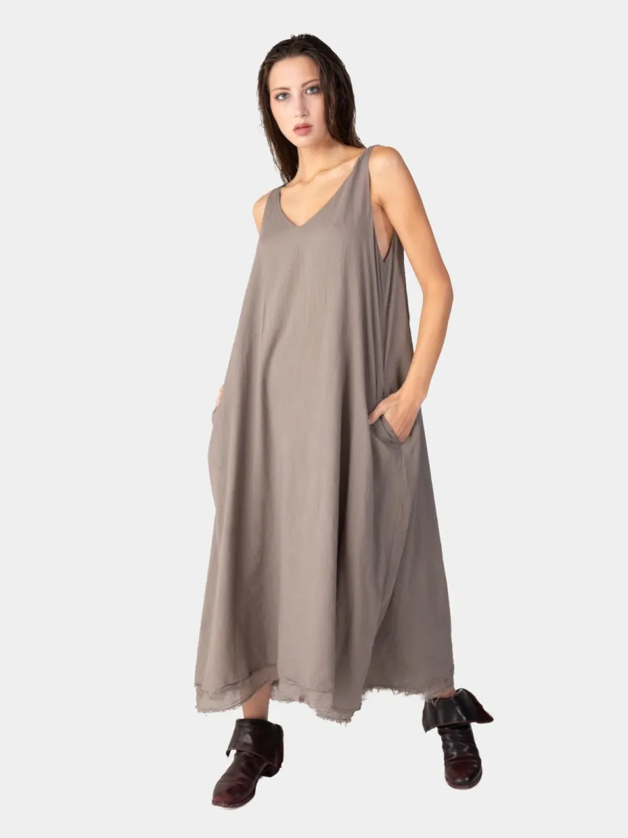 Layered V-Neck Organic Cotton Maxi Dress