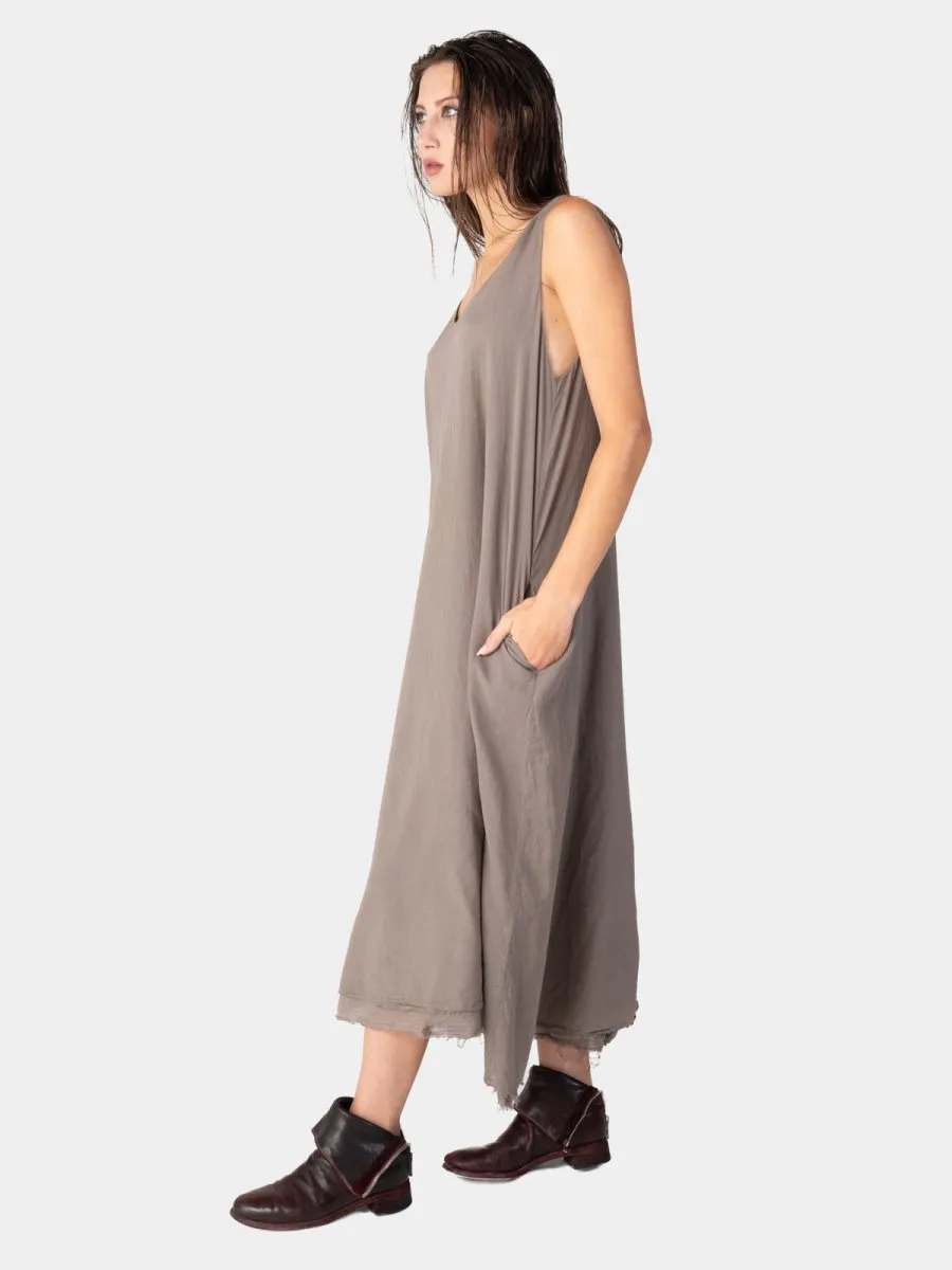 Layered V-Neck Organic Cotton Maxi Dress