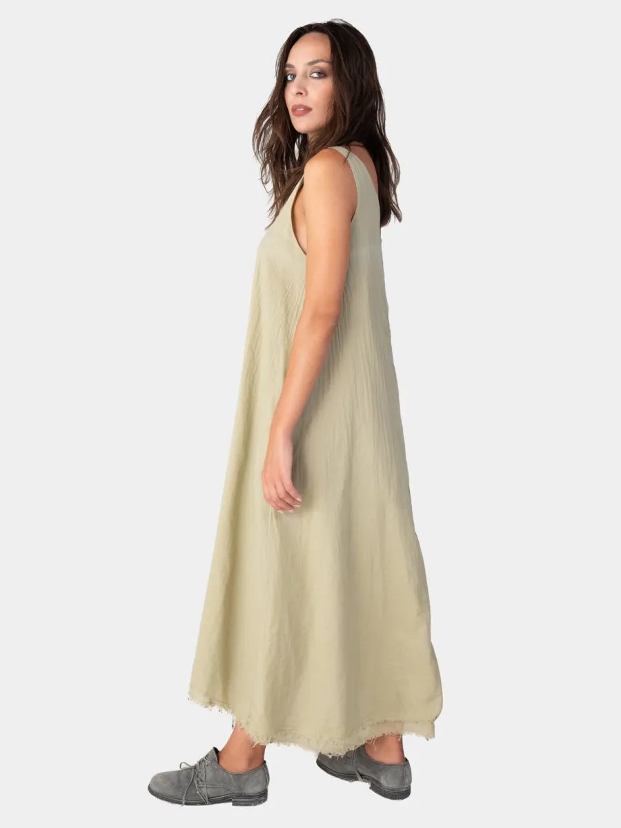 Layered V-Neck Organic Cotton Maxi Dress