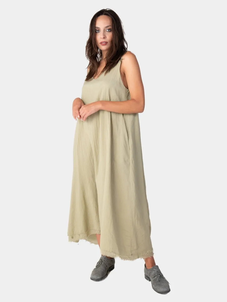 Layered V-Neck Organic Cotton Maxi Dress