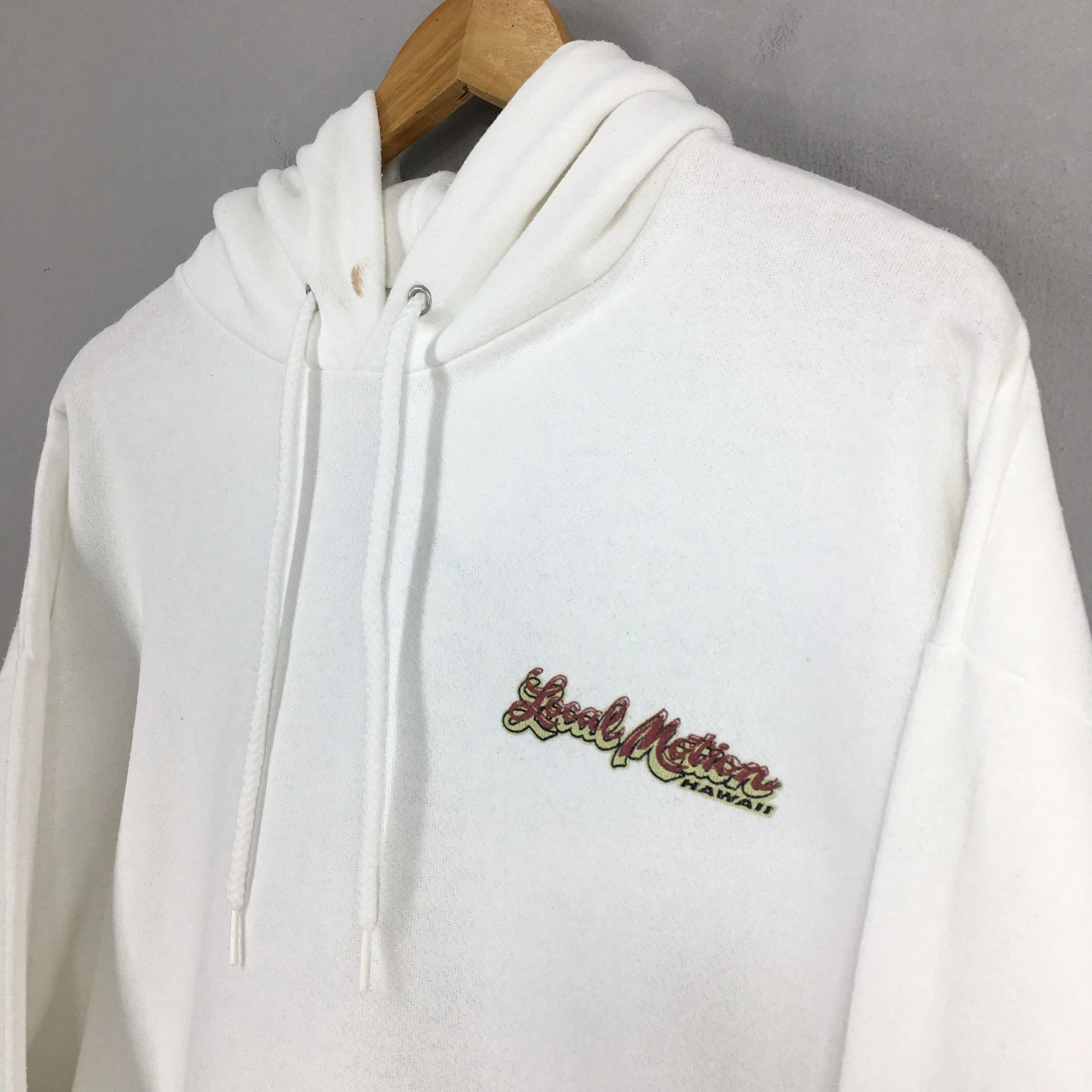 Local Motion White Hoodie Sweatshirt Medium