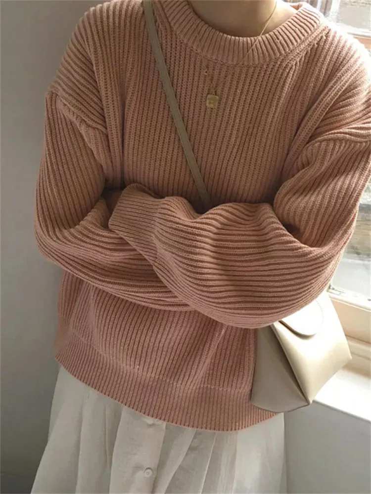 Long Sleeve Vintage O-Neck Sweater