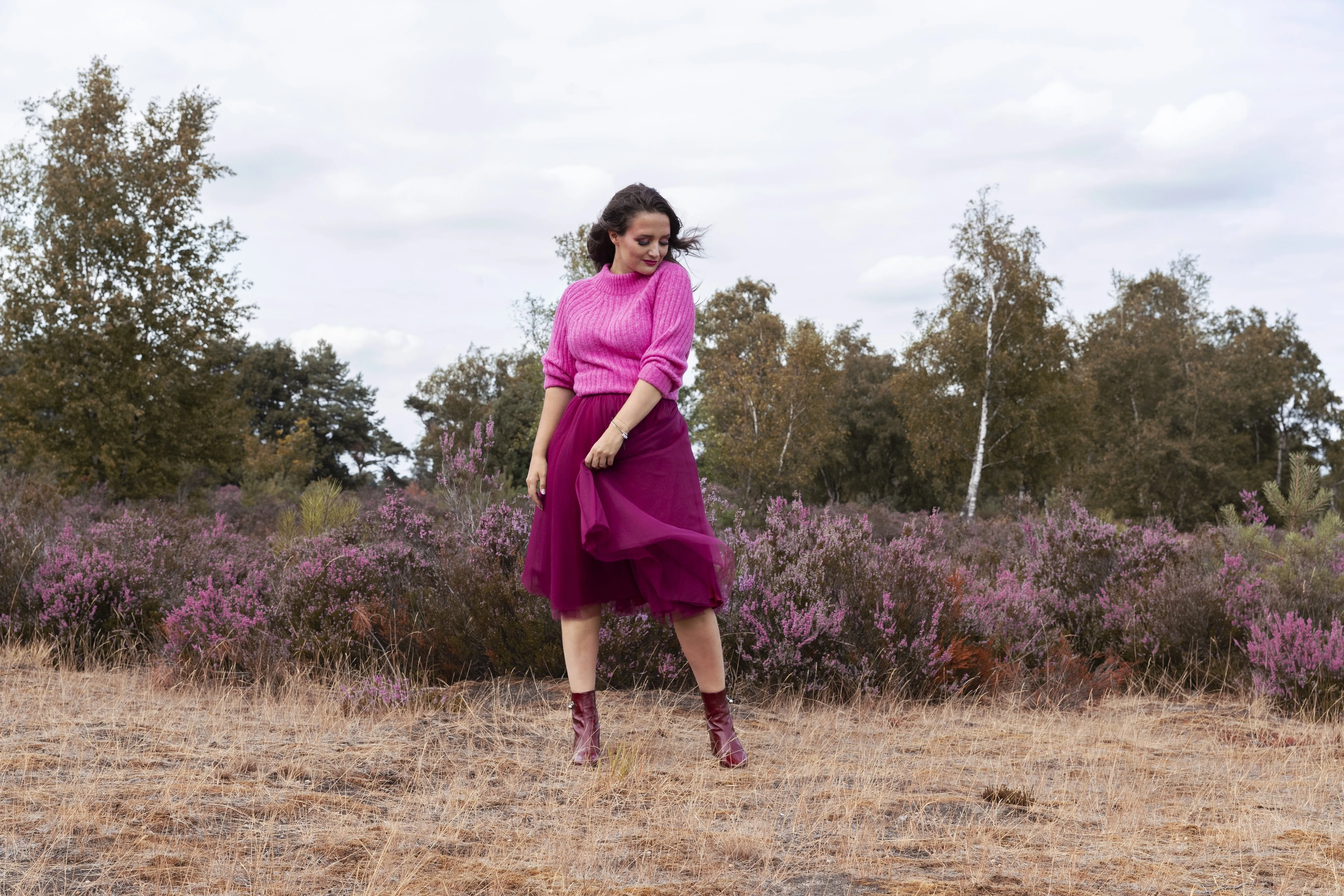 Midi Cherry Red Tulle Skirt