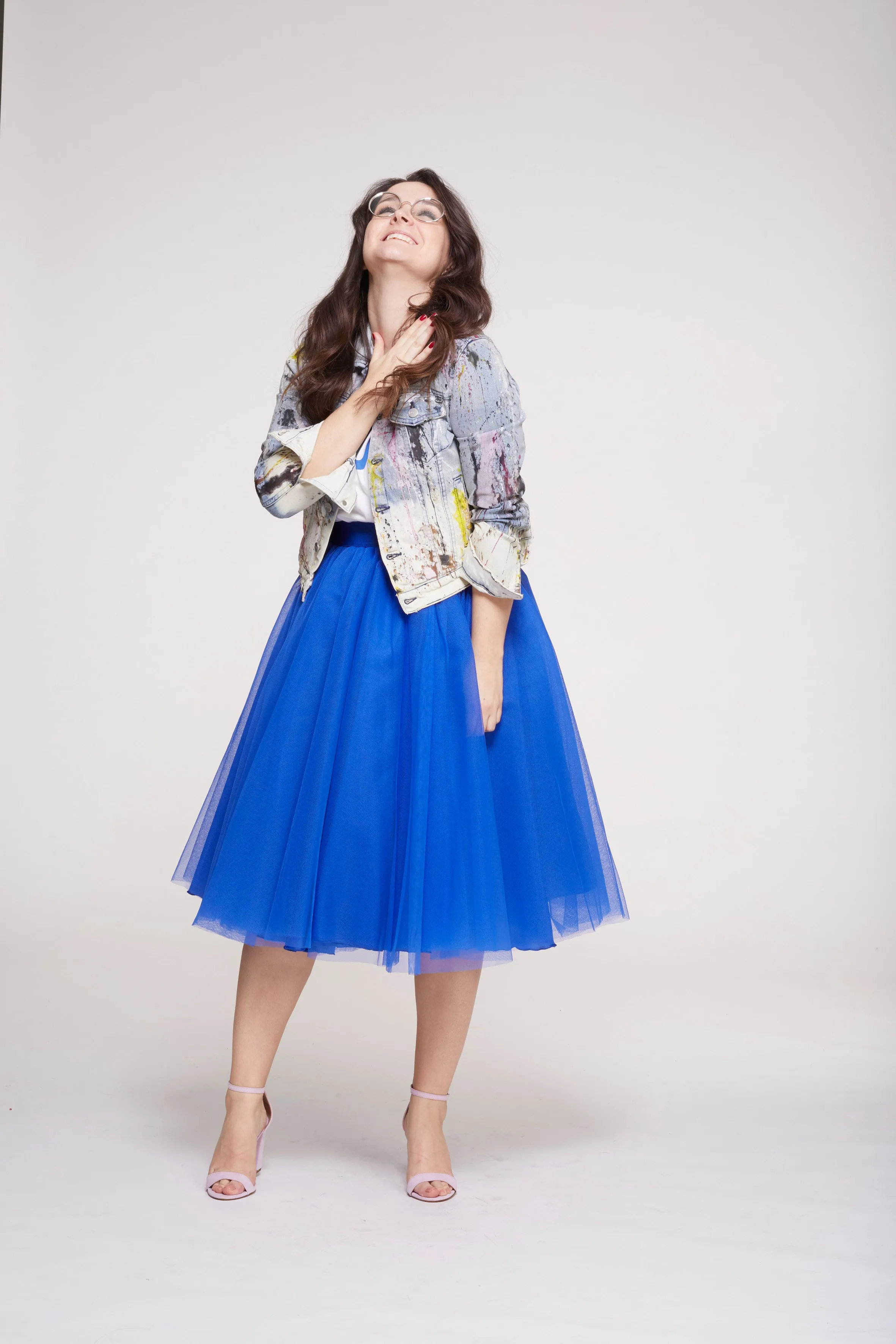 Midi Electric Blue Tulle Skirt