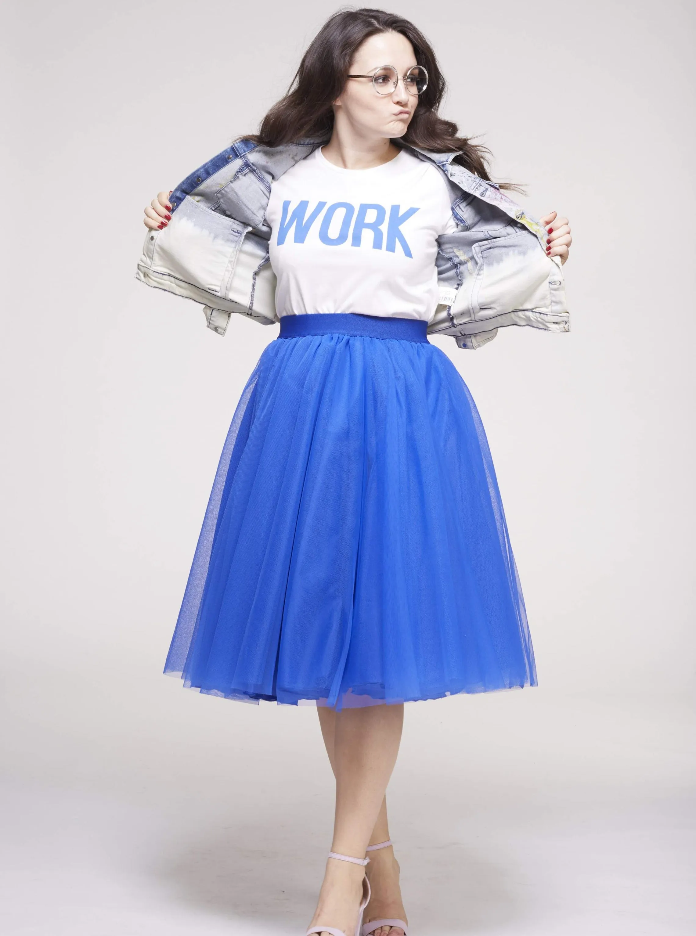 Midi Electric Blue Tulle Skirt