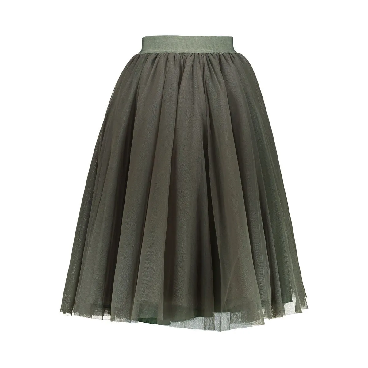 Midi Khaki Tulle Skirt