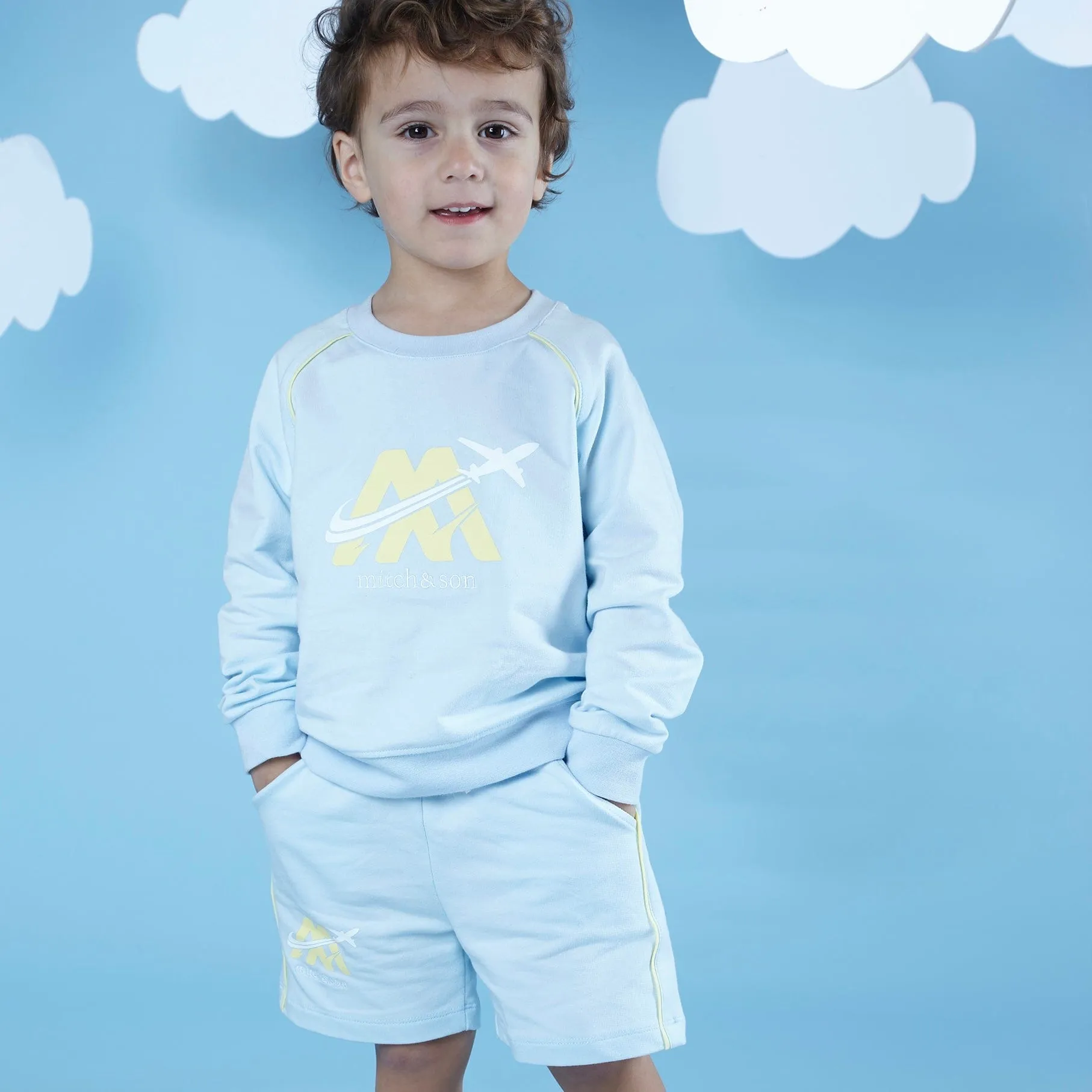 MITCH & SON - Justin A Time To Fly Sweat Short Set - Sky Blue