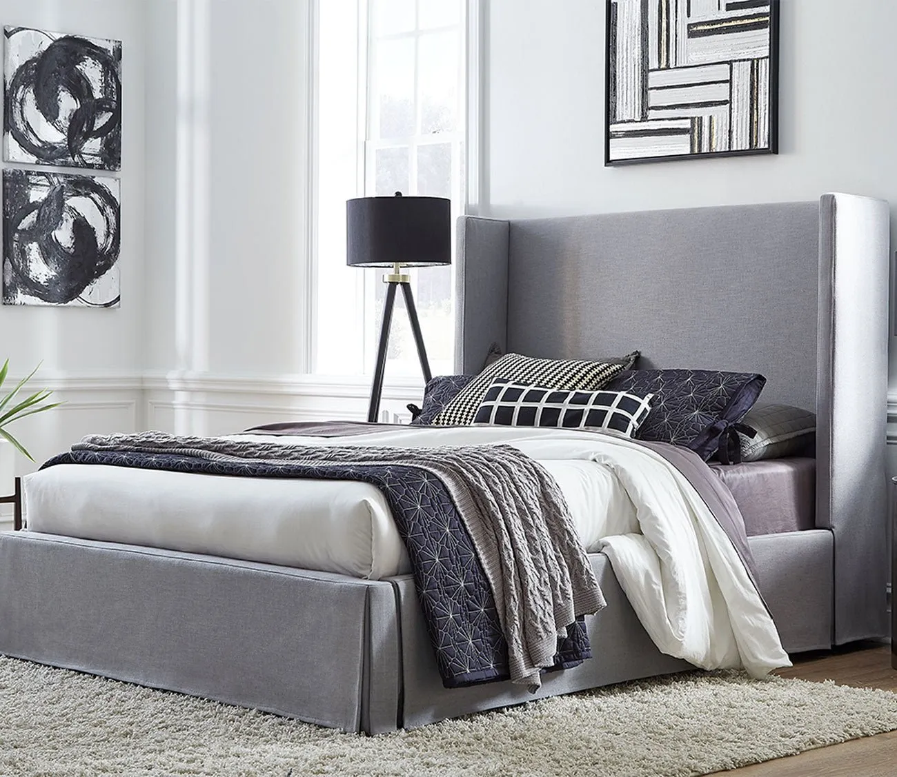 Modus Furniture Cresta Upholstered Skirted Panel Bed