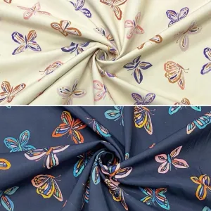 Multicolour Butterflies Softshell Fabric